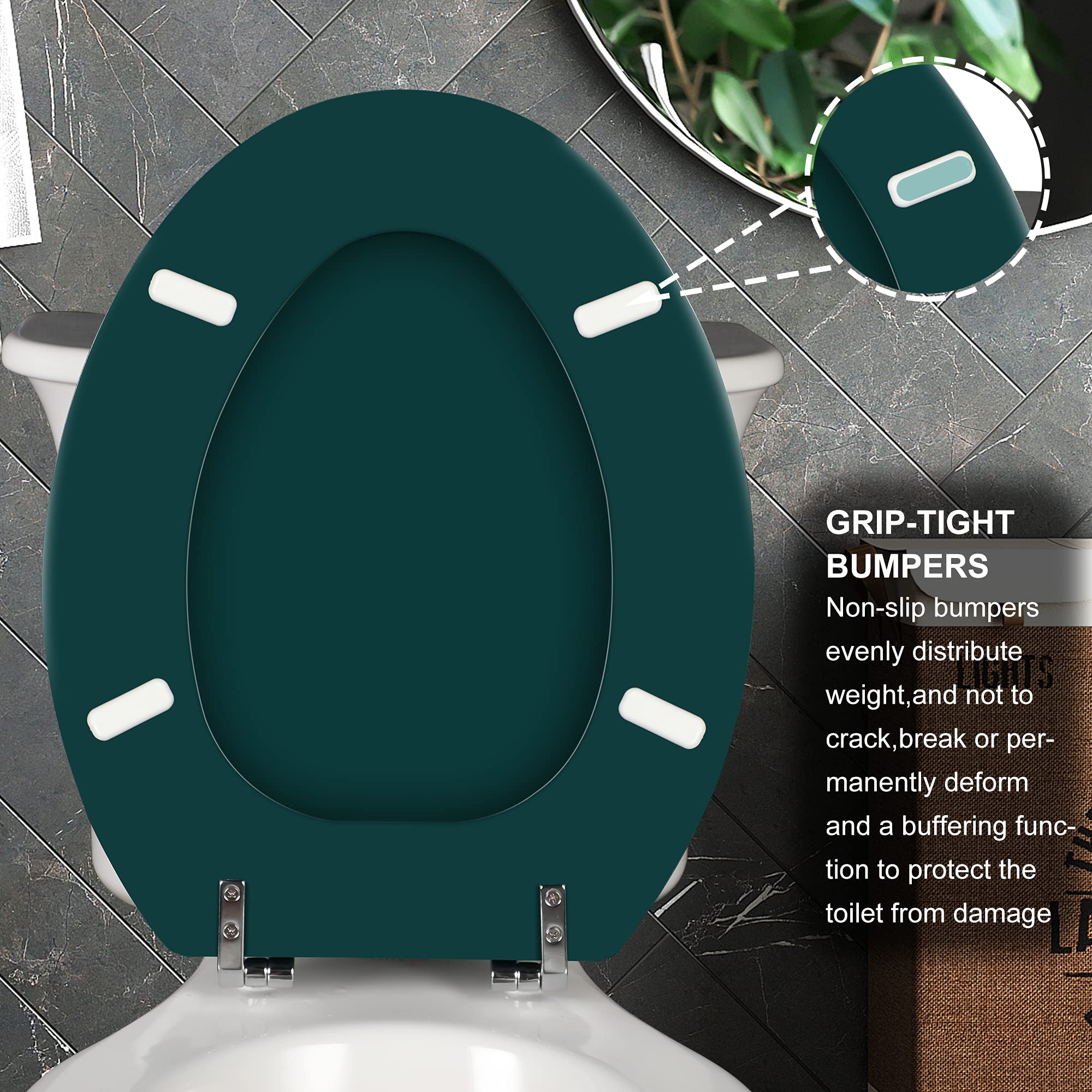 Round Toilet Seat Natural Wood Toilet Seat with Zinc Alloy Hinges, Easy to Install also Easy to Clean, Scratch Resistant