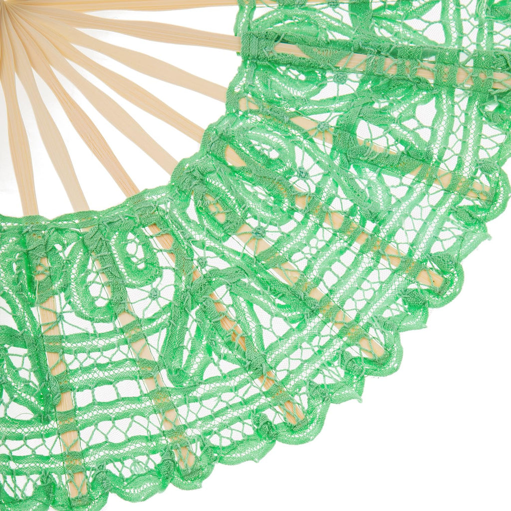 Cotton Lace Folding Handheld Fan Embroidered Hand Fan with Bamboo Staves