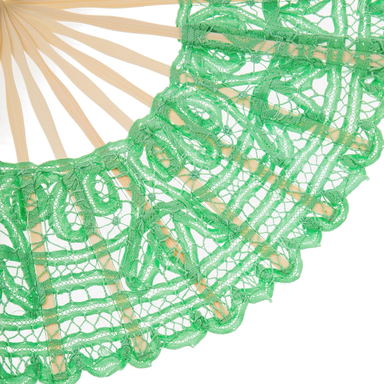 Cotton Lace Folding Handheld Fan Embroidered Hand Fan with Bamboo Staves