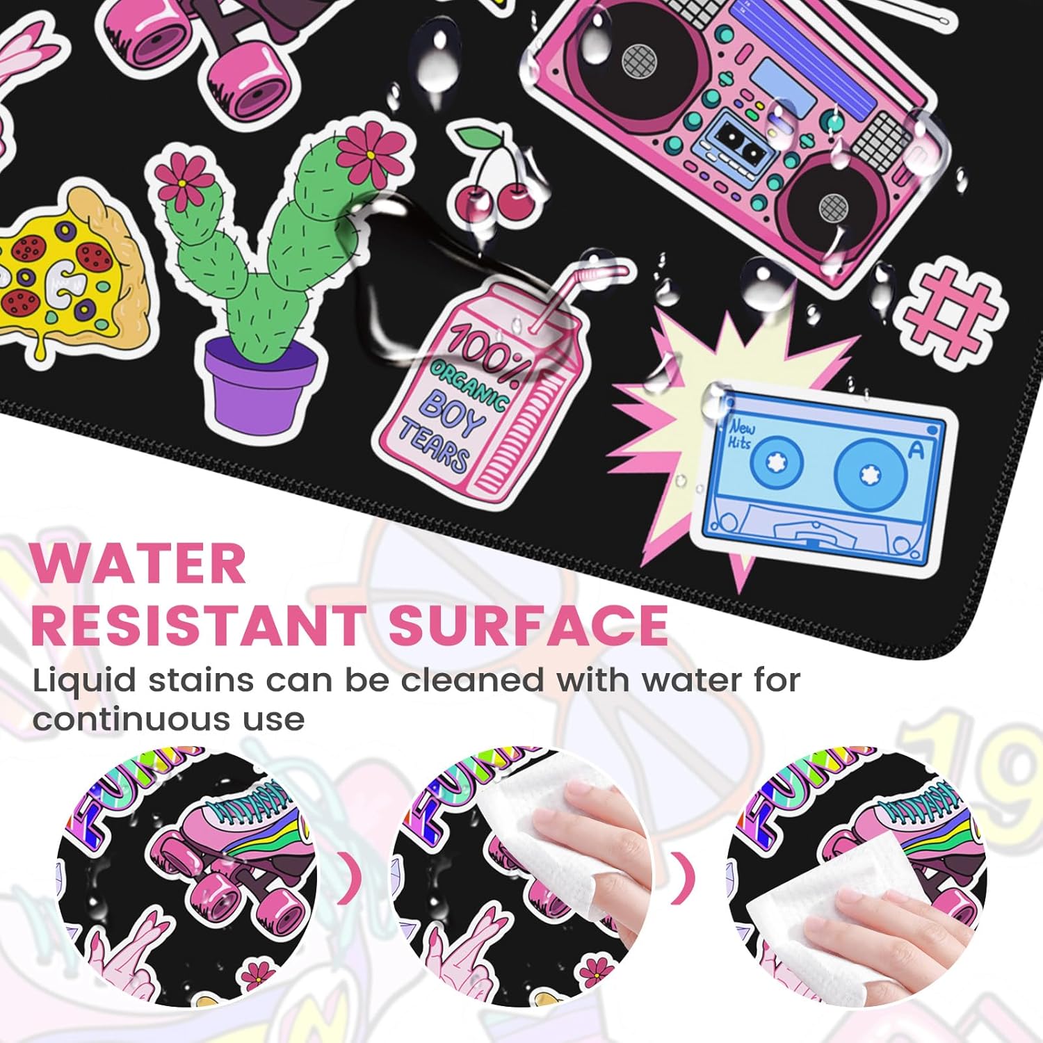 Desk Mat for Keyboard and Mouse, Large Mouse Pad for Desk, Desk Matt for Desktop, Desk Pad Mat, Anti-Slip Big Mousepad with Stitched Edges for Computer