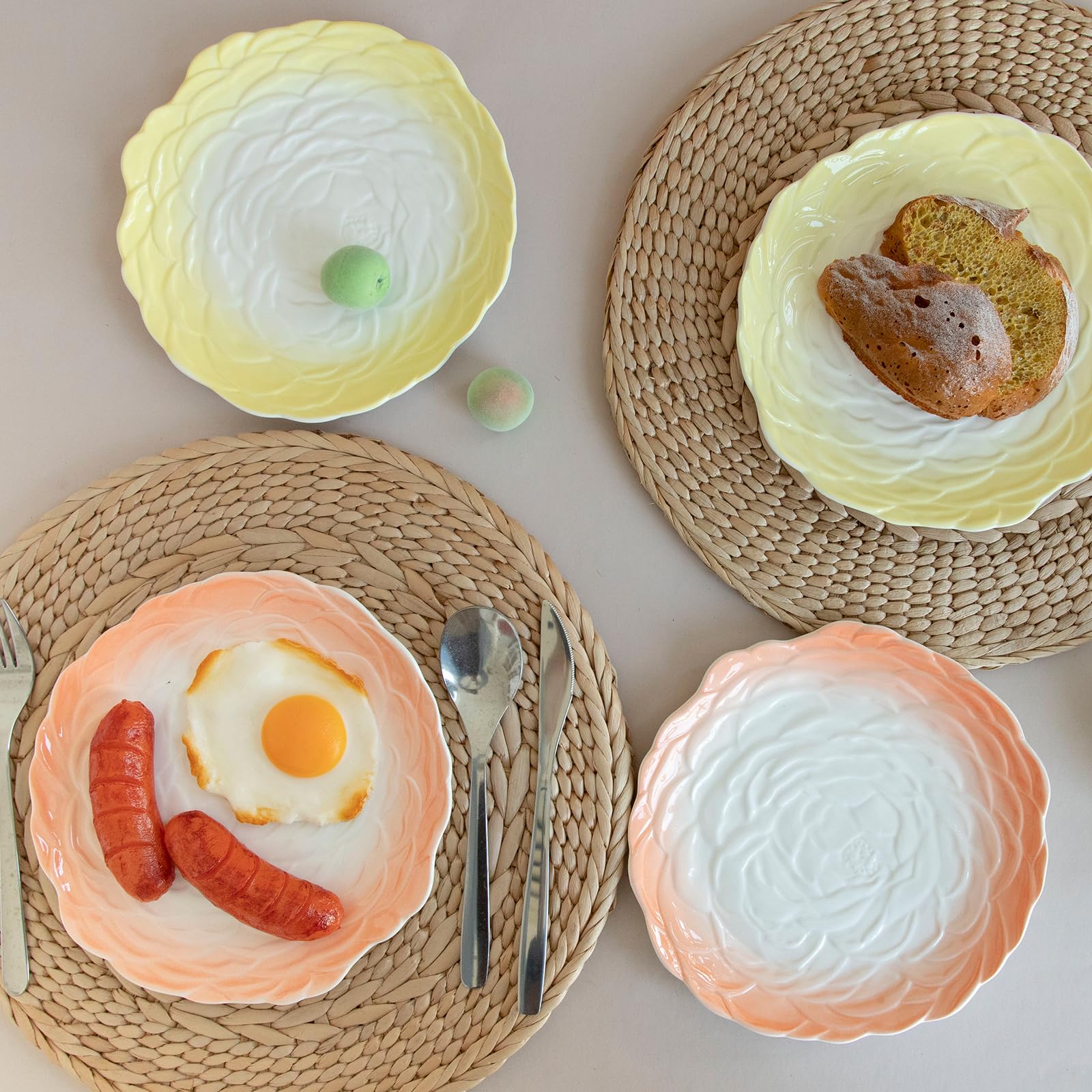 Floral Lines Design, 8" Ceramic Dinner Plates