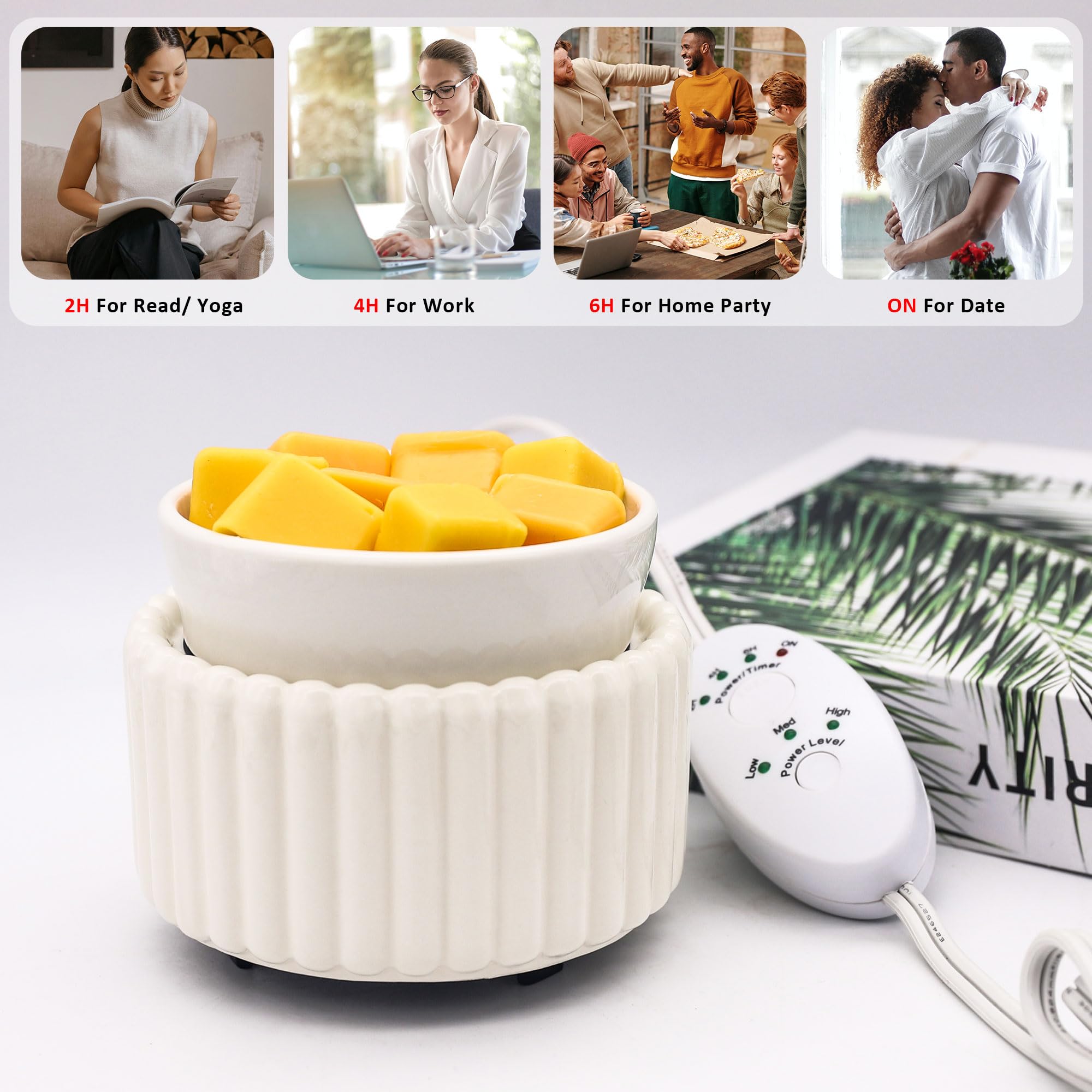 Ceramic Wax Melter 3-in-1 Candle Warmer for Scented Wax - Electric Fragrance Burner