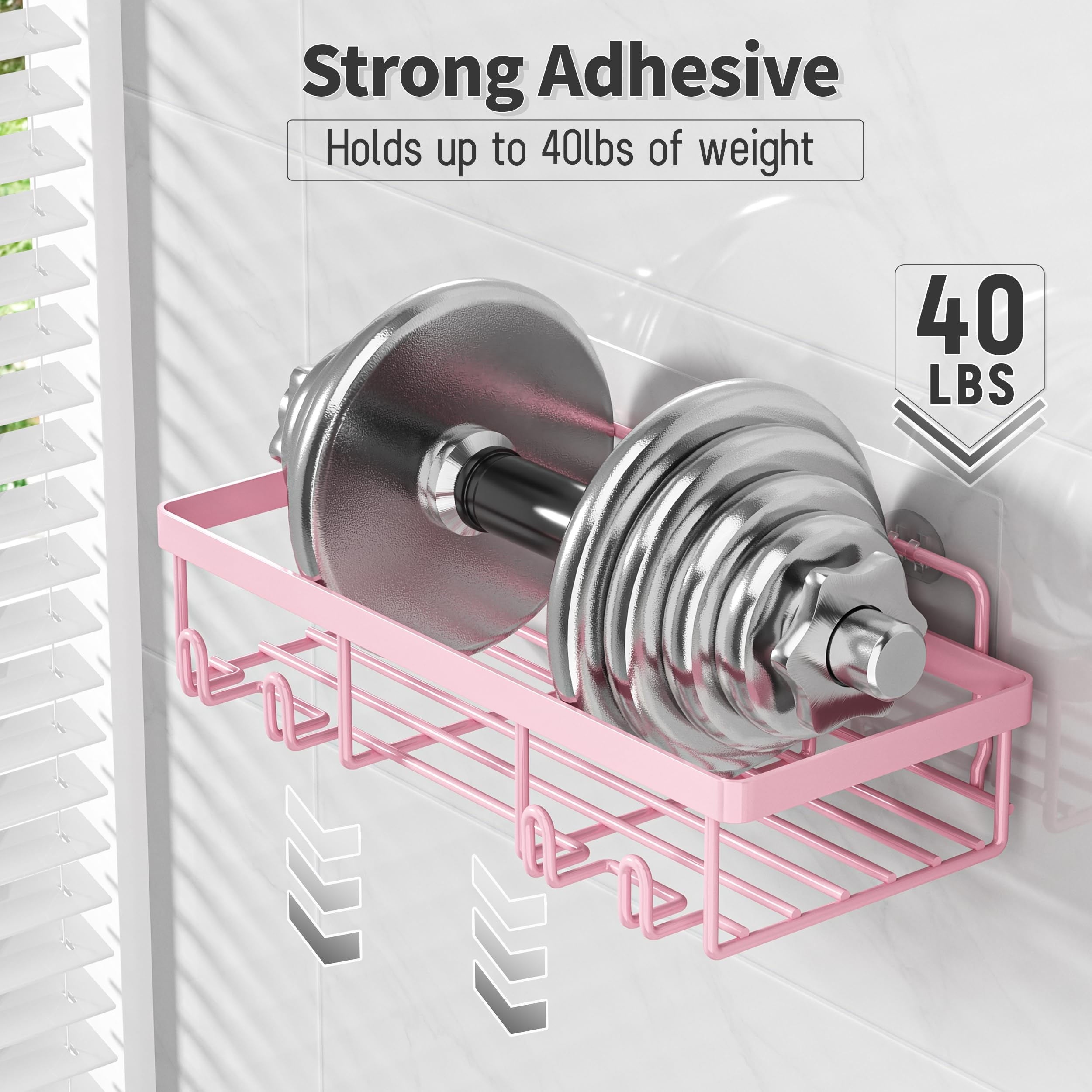 Shower Caddy Organizer Rack Shelf for Inside Shower, Adhesive Bathroom Wall Storage Basket Rustproof Stainless Steel