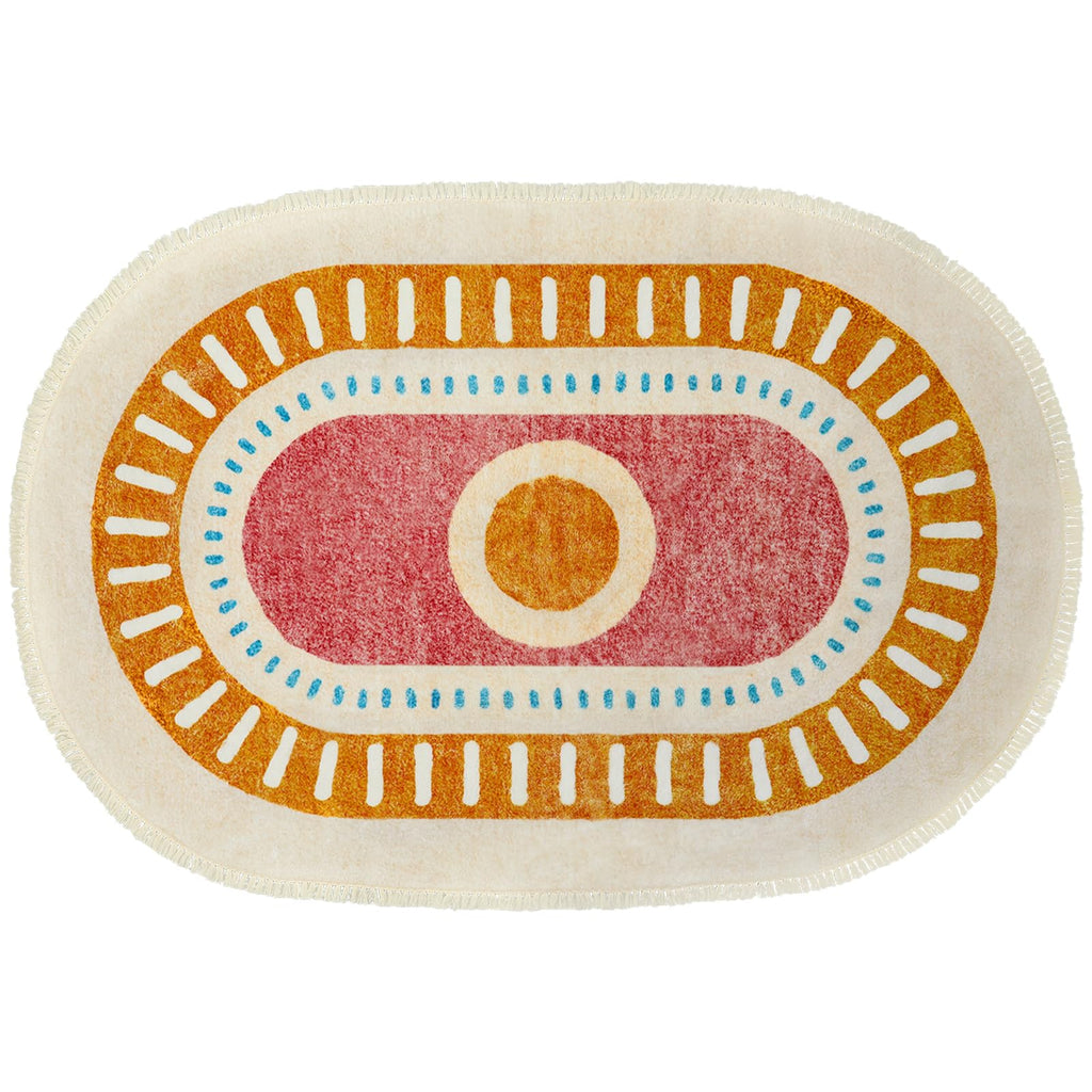 Orange Rainbow Boho Runner Rugs with Fringes, Sun Washable Hallway Runner Rug, Soft Non-Slip Area Rug