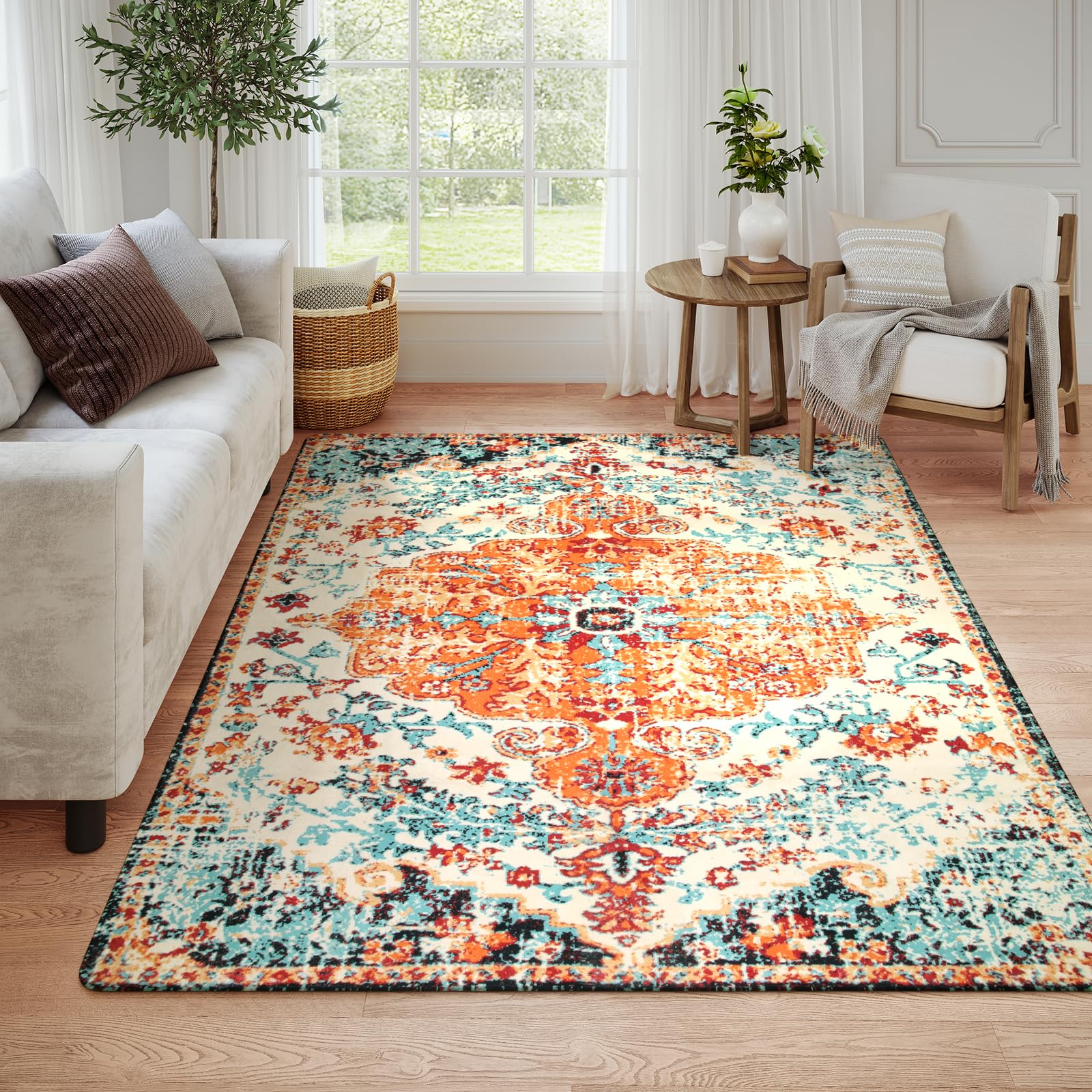Floral Bohemian Medallion Area Rugs