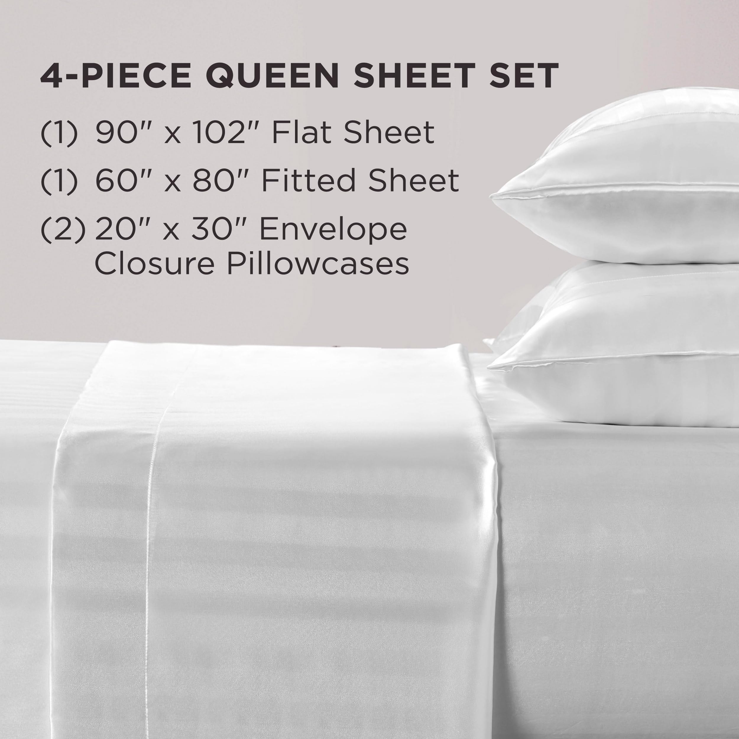 Juicy Couture Silky Satin Damask Sheet Set - Luxury Smooth Satin Striped Sheets