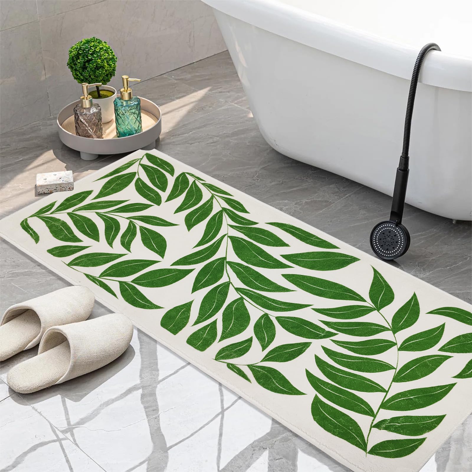 Long Bathroom Rug, Cute Coquette Absorbent Non Slip Bathroom Mat Soft Plush Washable, Decor for Bedroom Hallway Kitchen 16"×48"