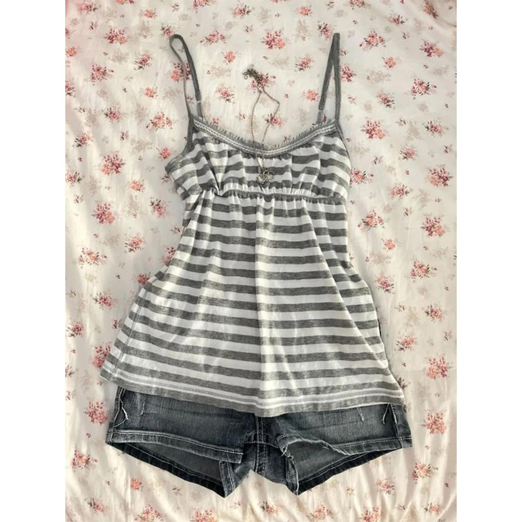 Emo Coquette Cropped Top Grunge 2000s Spaghetti Strap Tops Streetwear Vintage Camisole Y2k Cheetah Tops