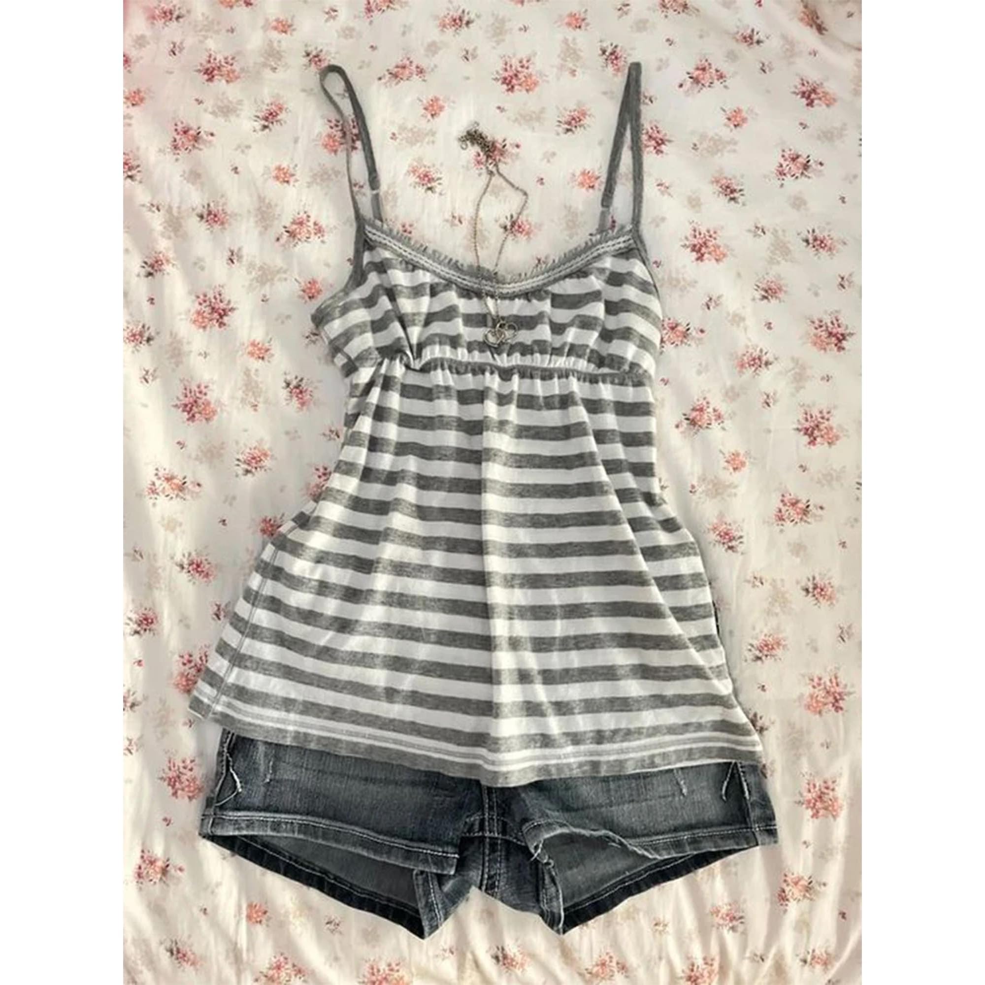 Emo Coquette Cropped Top Grunge 2000s Spaghetti Strap Tops Streetwear Vintage Camisole Y2k Cheetah Tops