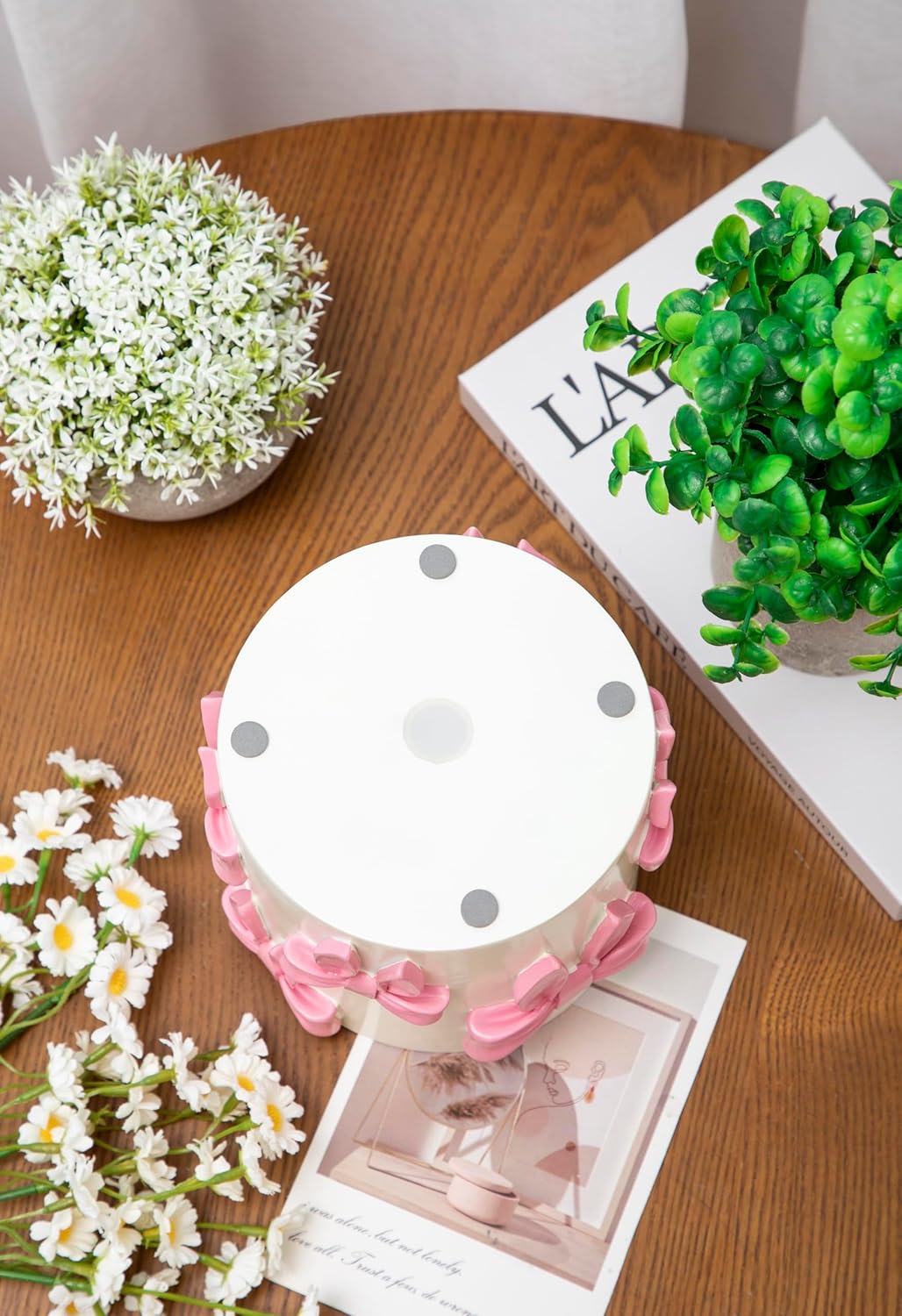 Pink Bow Planter - Coquette Bow Room Decorative Cute Flower Pot with Drainage Hole, Resin Planters for Indoor Plants, Girly Gardening Pot for Home Aesthetic
