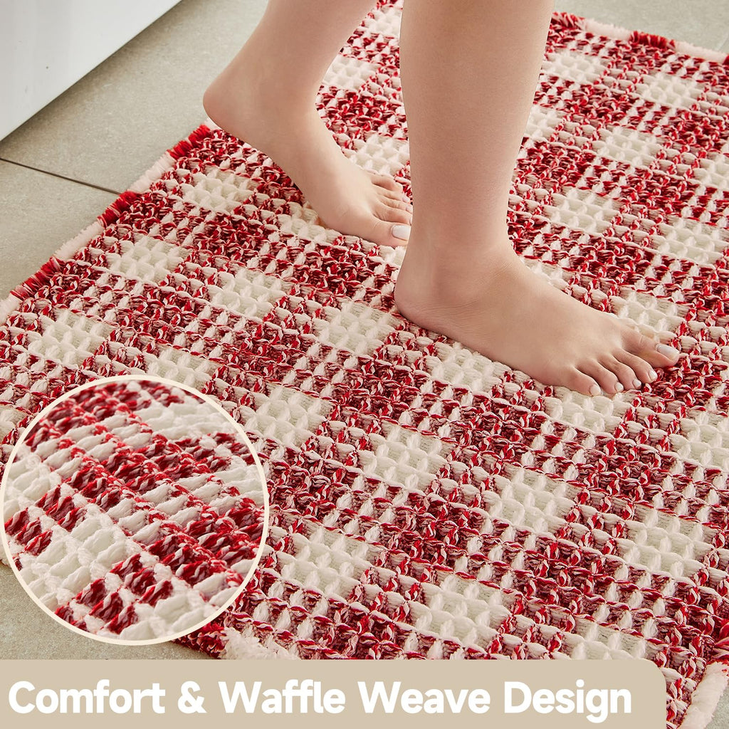 Waffle Bath Mat Non Slip Washable Quick Dry Cute Bath Mat