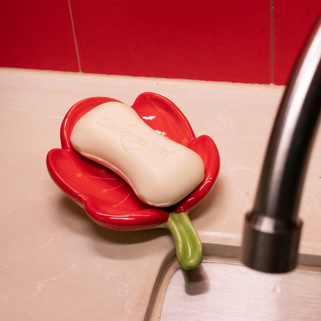 Ceramic Flower Soap Dish Holder for Bathroom