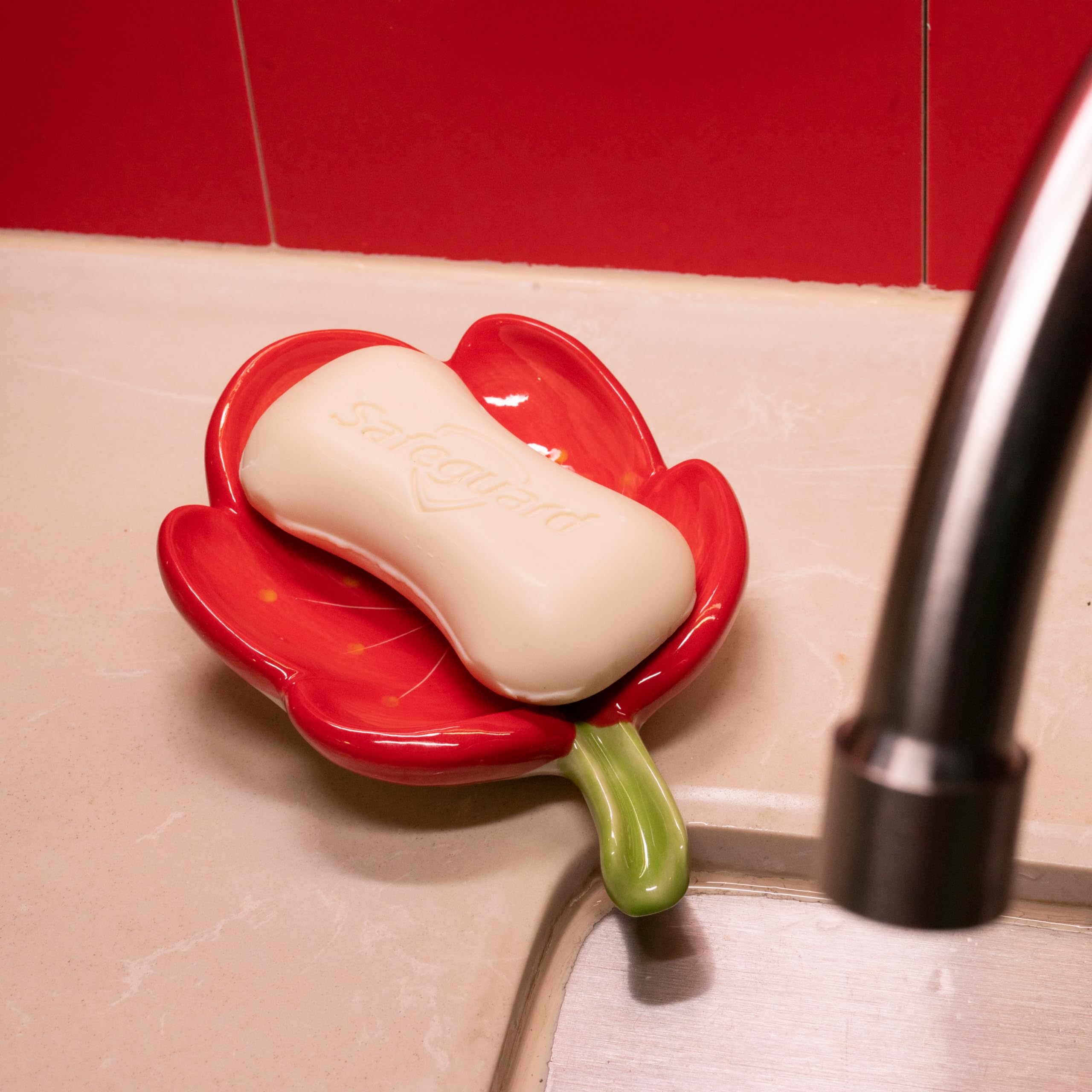 Ceramic Flower Soap Dish Holder for Bathroom