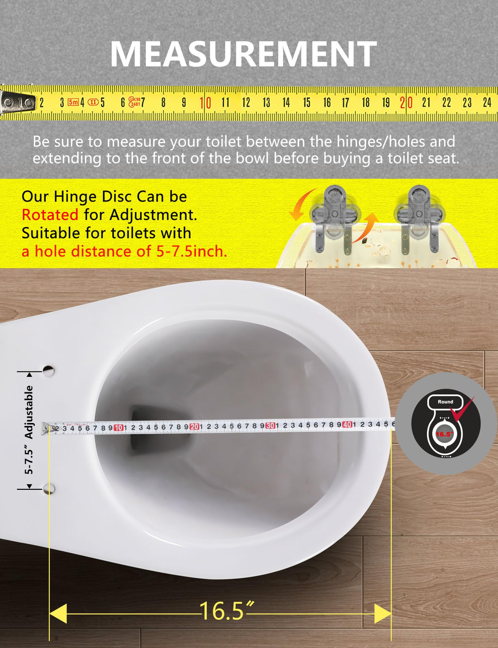 Round Resin Toilet Seat Glitter Soft Close Quick Release Metal Zinc Alloy Hinge Easy to Install also Easy to Clean, Decorative Acrylic Seats (17 Inch)