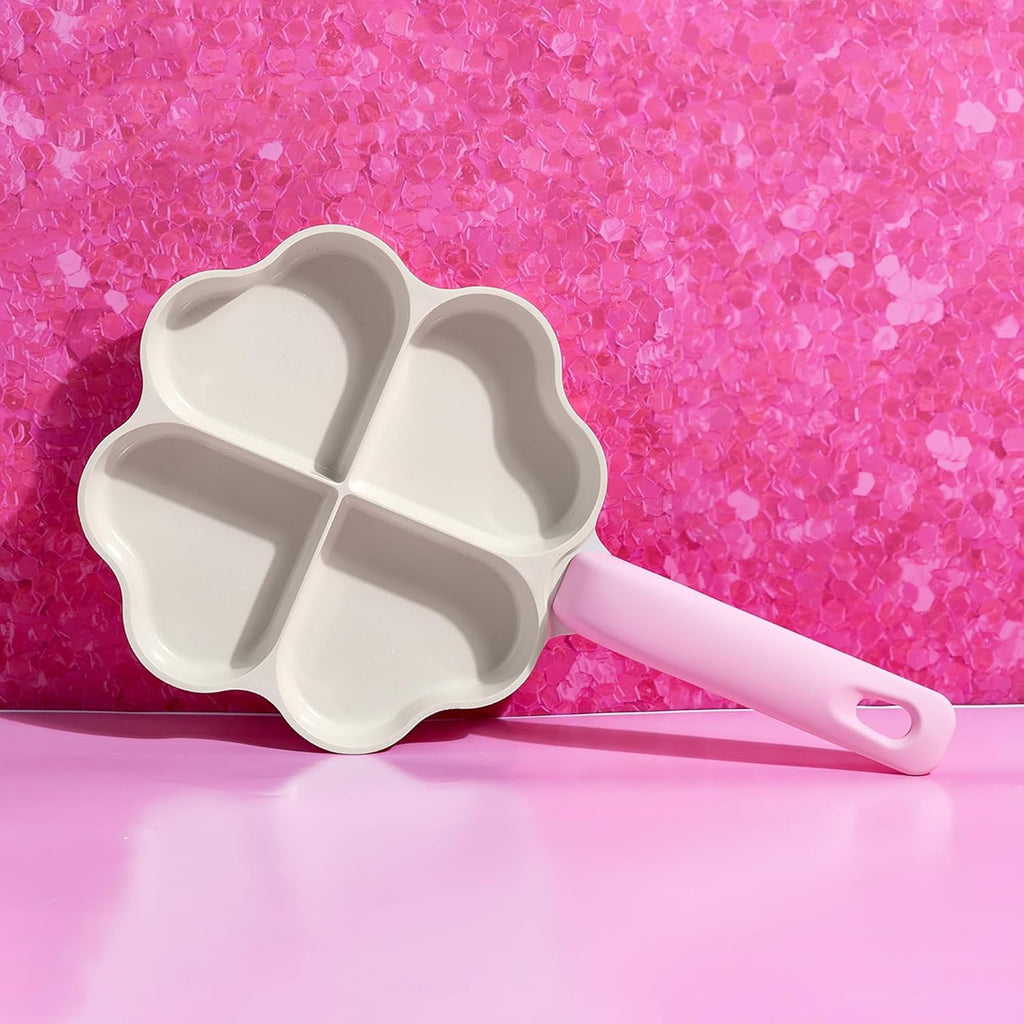 Paris Hilton 8-Inch Pink Heart-Shaped Ceramic Nonstick Divided Fry Pan