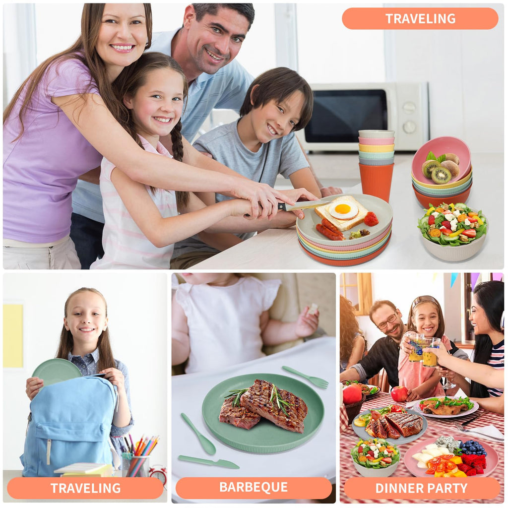 Wheat Straw Dinnerware Sets -36 Piece Unbreakable Dinnerware Sets for 6, Wheat Straw Plates and Bowls Set, Lightweight