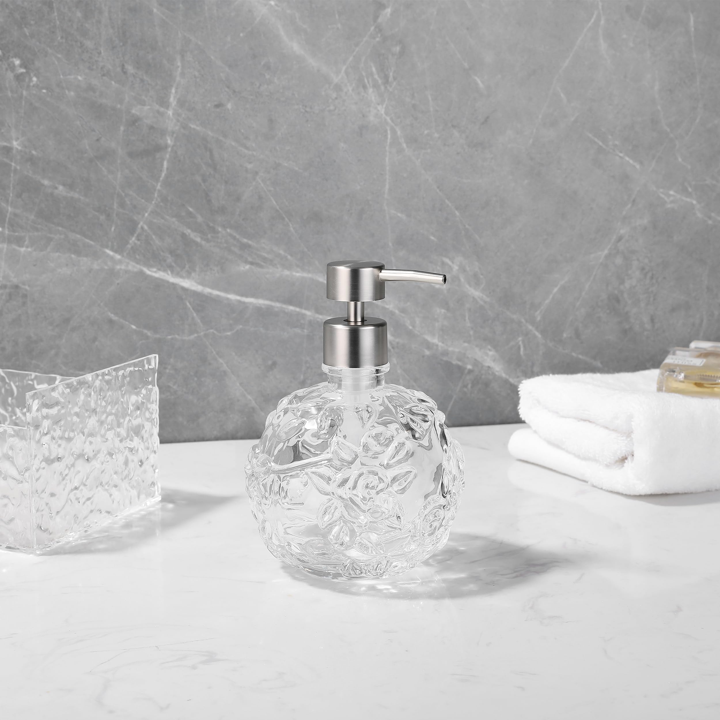 Glass Soap Pump Dispenser, Refillable Soap Dispenser