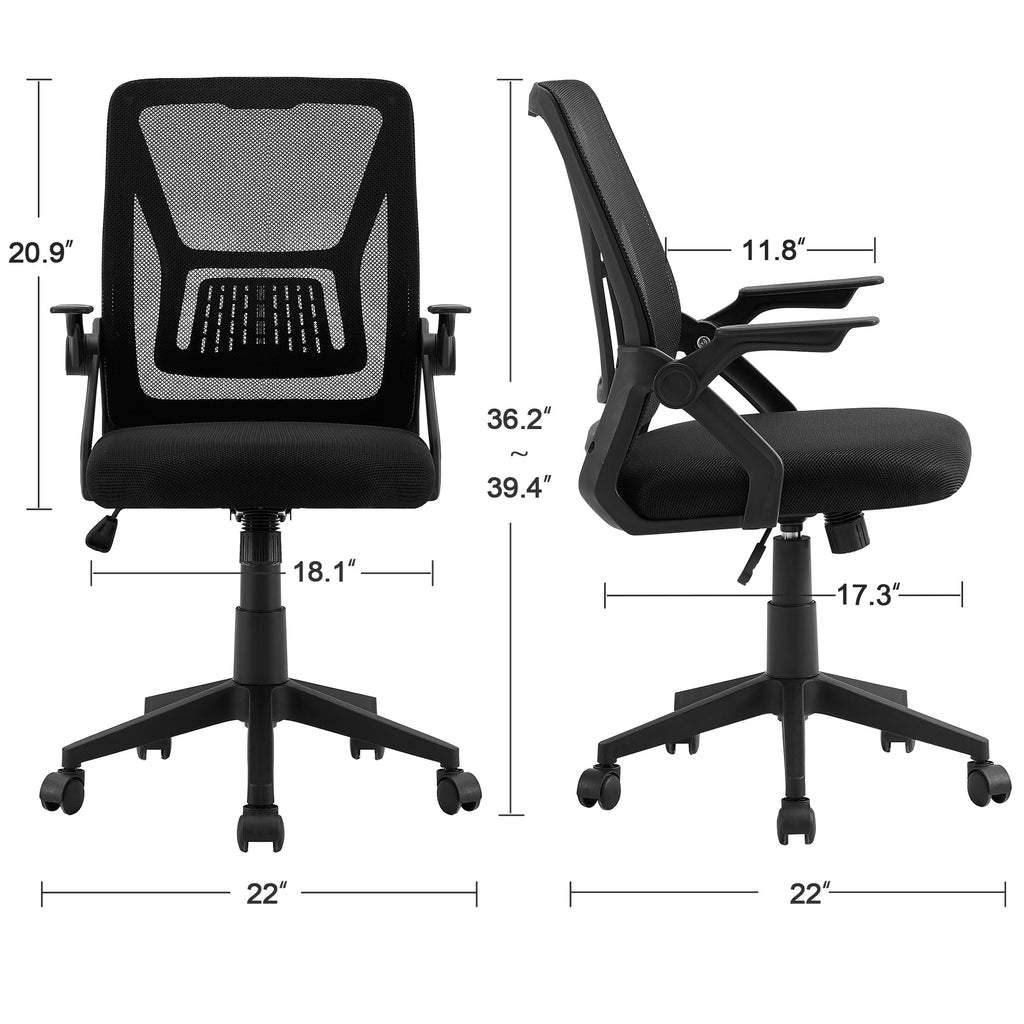 Mid-Back Swivel Ergonomic Office Chair with Adjustable Arms Mesh Lumbar Support