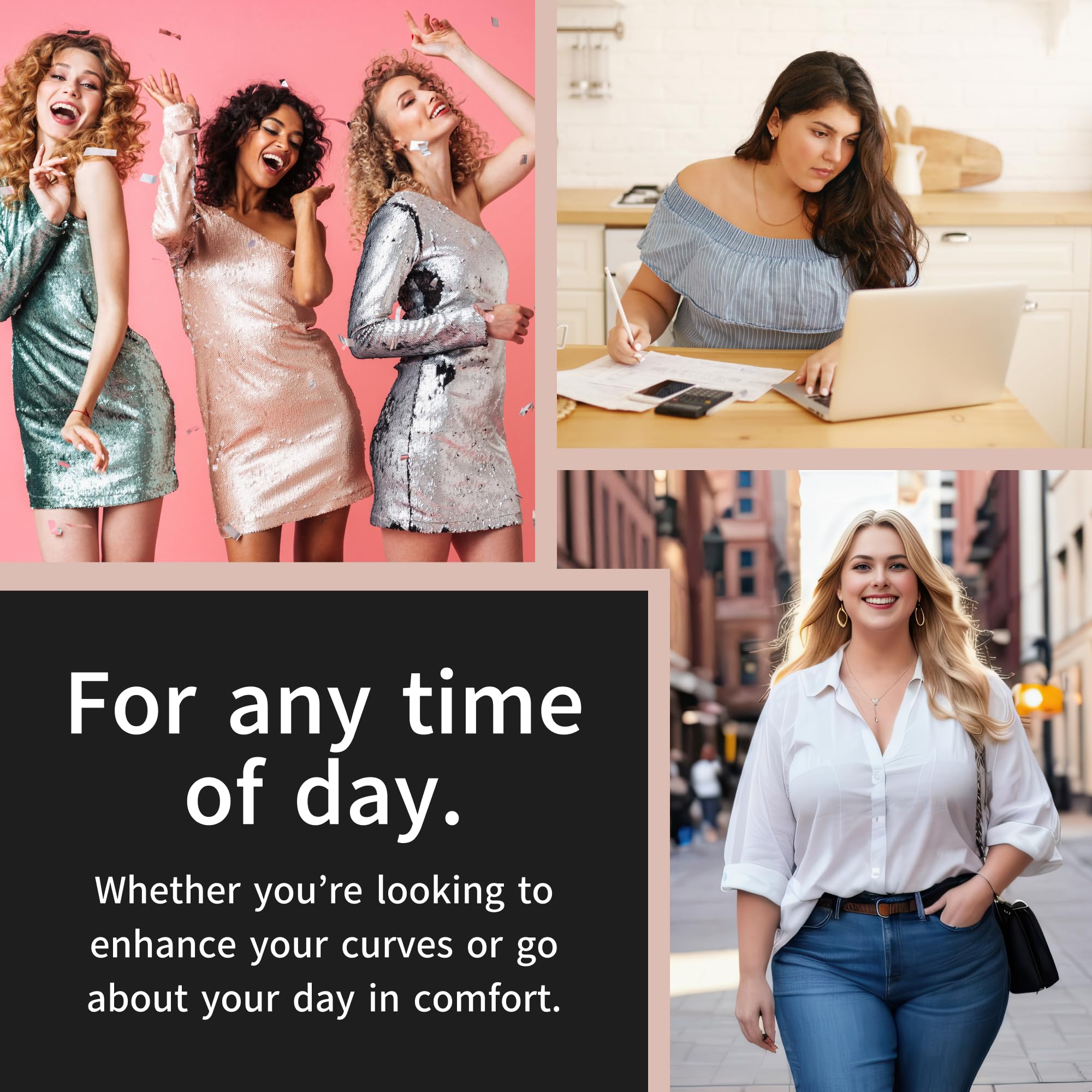 Women's High Waisted Thong Tummy Control Shapewear - Invisible, Seamless Underwear for Women, Plus Size and Sculpting