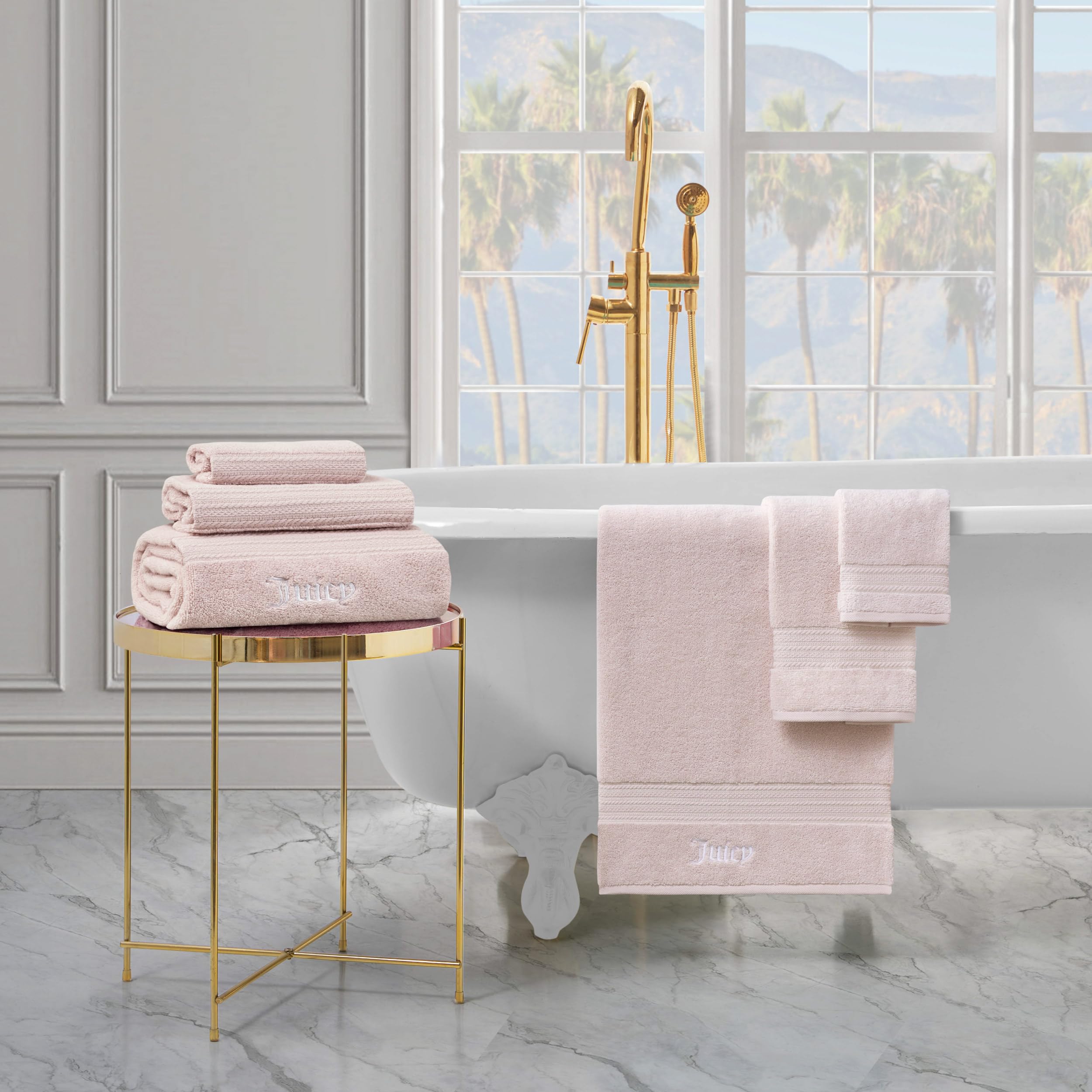 Juicy Couture Alyssa Luxurious 6 Piece Bath Towel Set - Premium Bathroom Towel Set