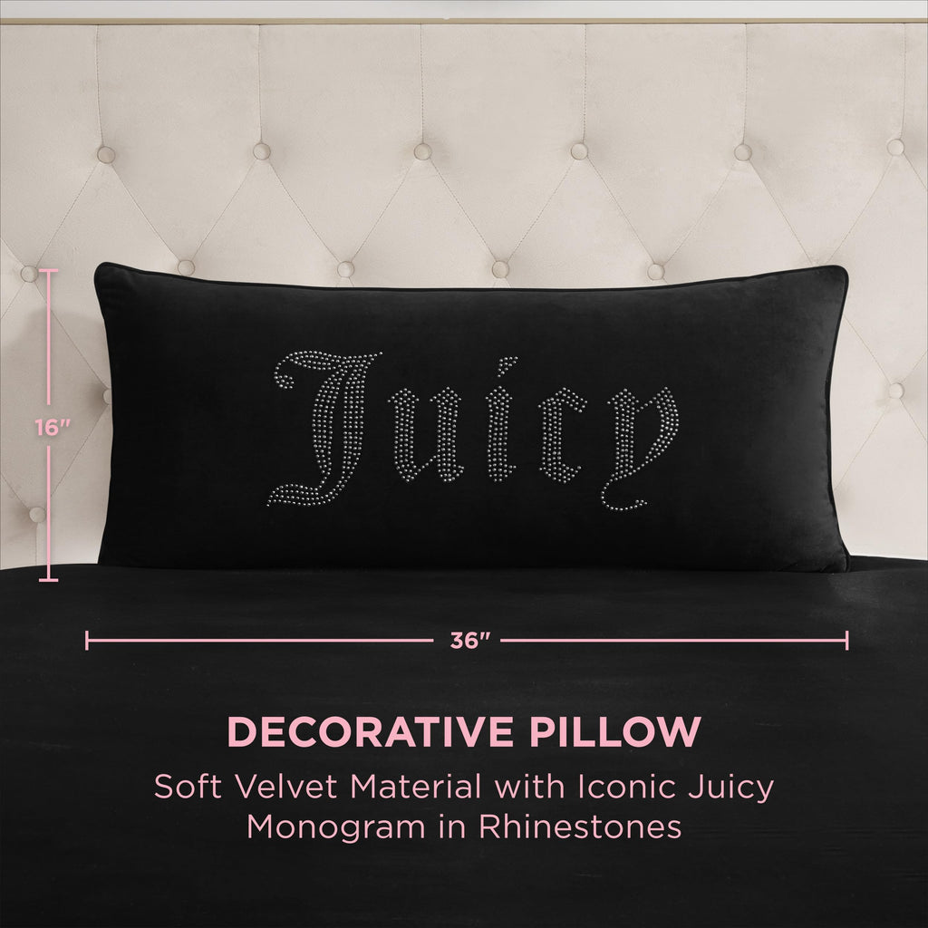Juicy Couture Rectangle 1-Piece Living Room and Bedroom Décor, Decorative Accent, Premium Reversible Throw Pillow