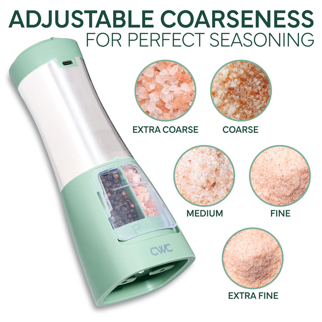 Rechargeable Salt & Pepper Shaker - 2-in-1 Grinders for Salt and Pepper