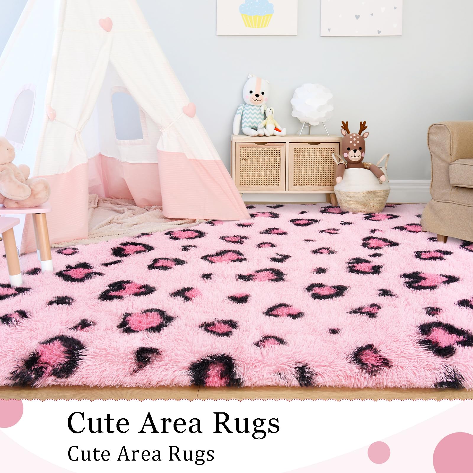 Leopard Rugs, Soft Bedroom Rugs - Fluffy Living Room Rugs, Girls Room Decor