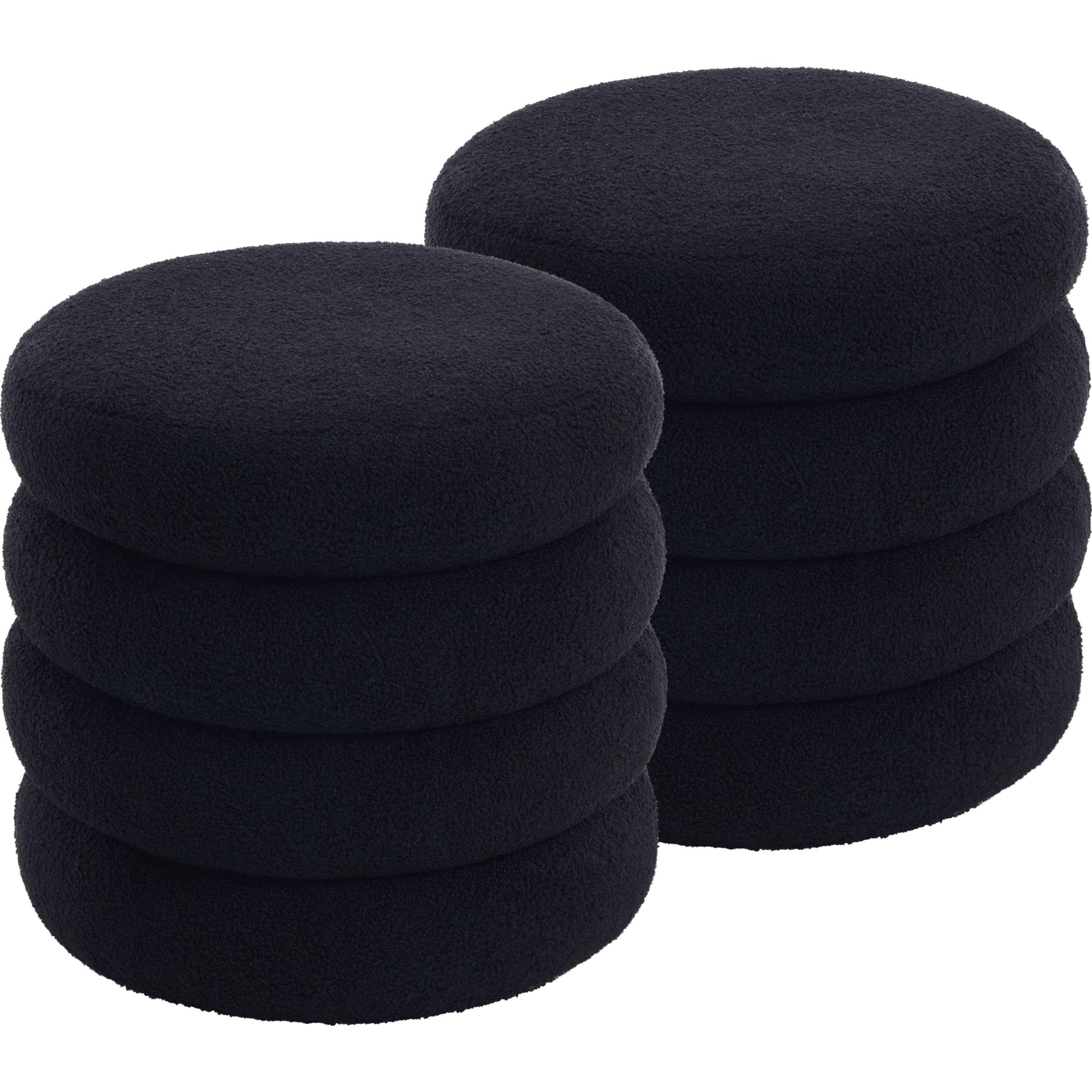 Storage Ottoman Round, Ottoman with Storage, Sherpa Ottoman Storage, (18 Inches x 16 Inches) Set of 2