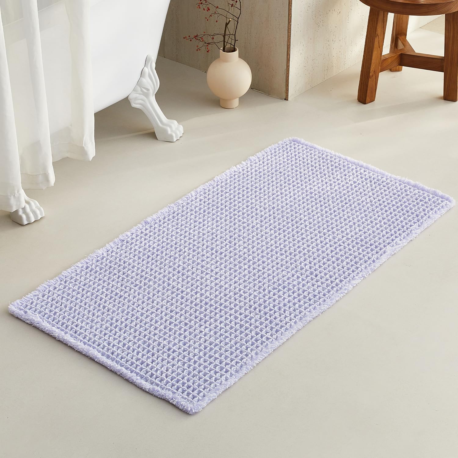 Waffle Bath Mat Non Slip Washable Quick Dry Cute Bath Mat
