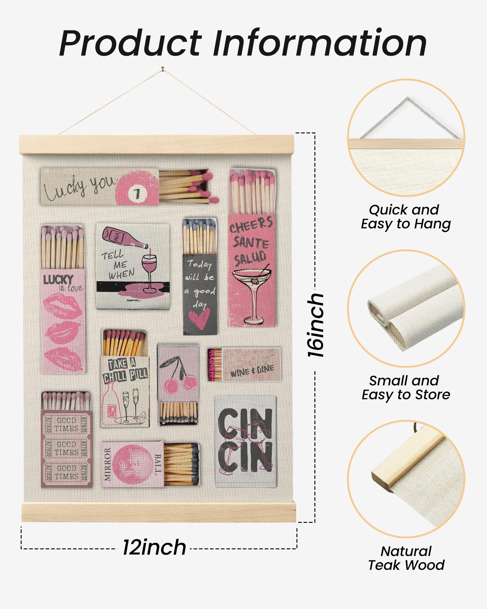 Trendy Preppy Poster Hanger Frame, Aesthetic Wall Art Decor