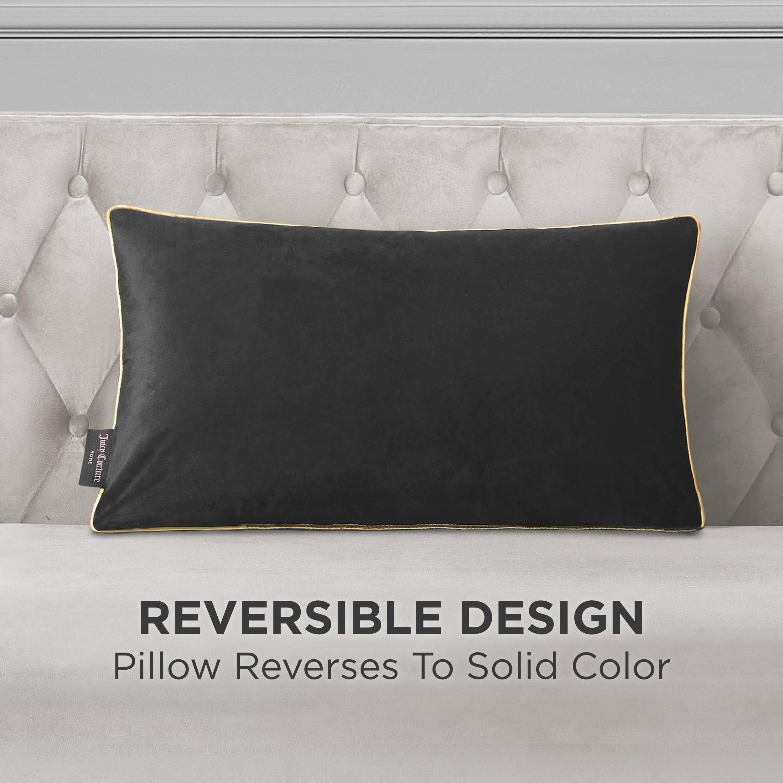 Juicy Couture Rectangle 1-Piece Living Room and Bedroom Décor, Decorative Accent, Premium Reversible Throw Pillow