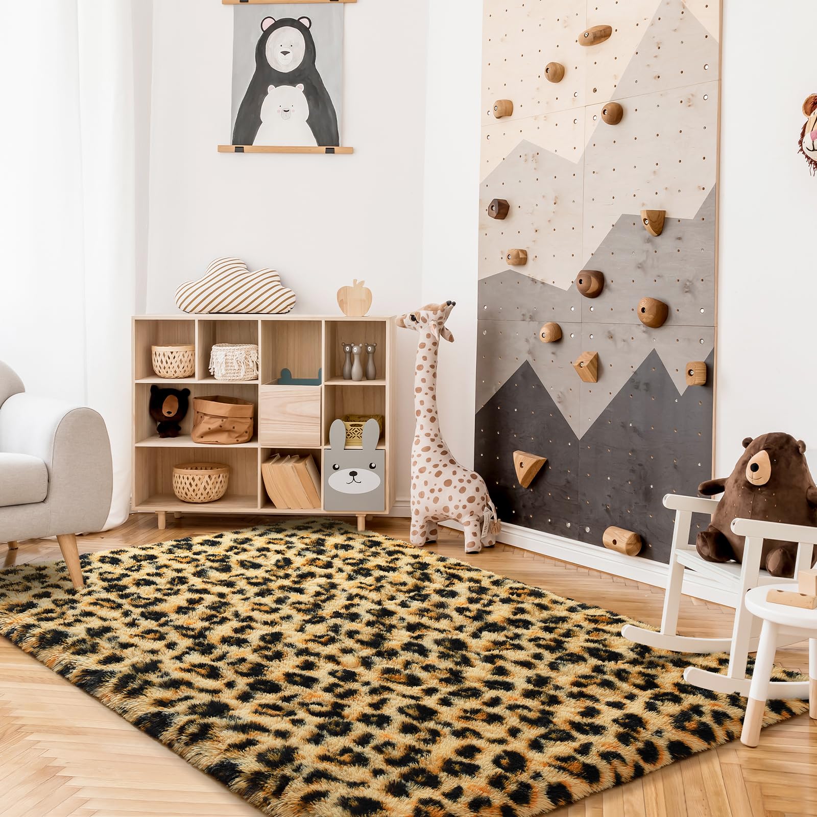 Leopard Rugs, Soft Bedroom Rugs - Fluffy Living Room Rugs, Girls Room Decor