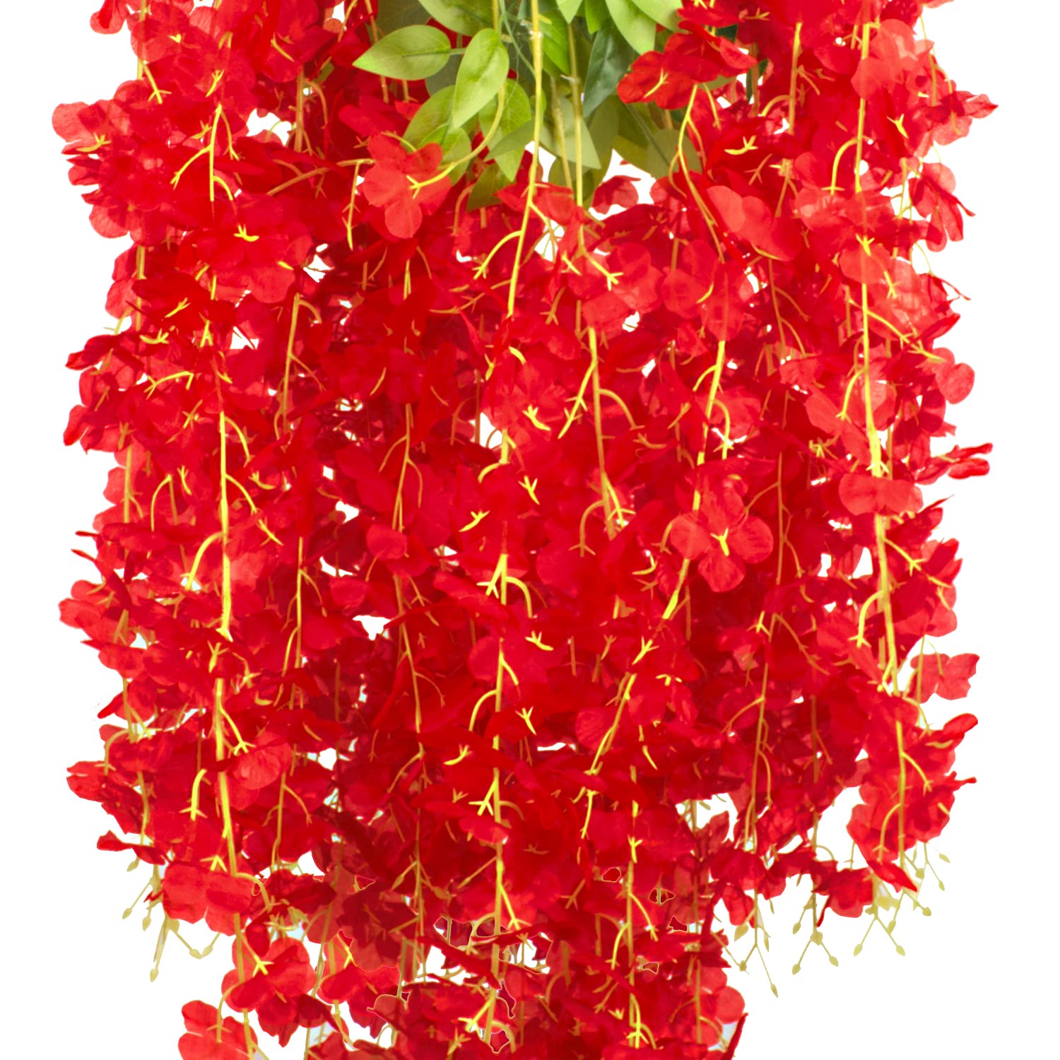 Hanging Artificial Flowers Silk Wisteria Vine Ratta Flower, 12 Pack