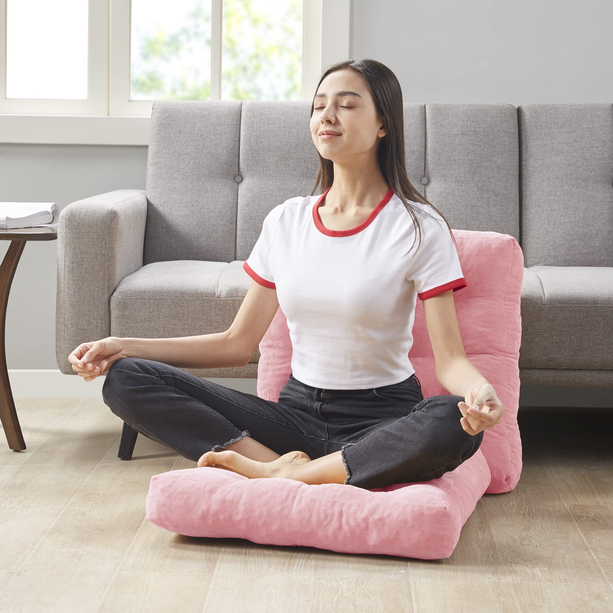 Square Large Pillows Seating Meditation Floor Pillow, Tufted Corduroy Cushion for Living Room