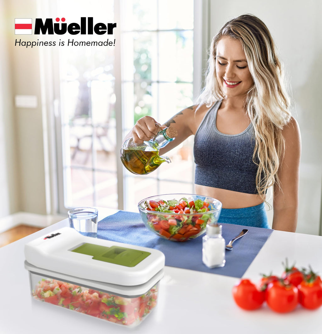 Mueller Pro-Series All-in-One, Mandoline Slicer for Kitchen, Food Chopper, Cucumber Slicer and Spiralizer, Cutter, Dicer, Grater, Kitchen Essentials