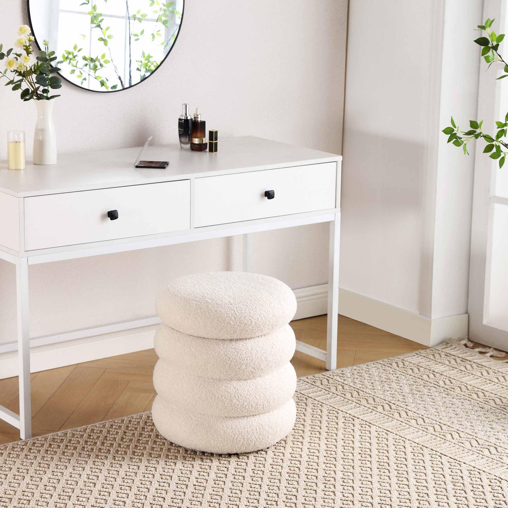 Storage Ottoman Round, Ottoman with Storage, Sherpa Ottoman Storage, (18 Inches x 16 Inches) Set of 2