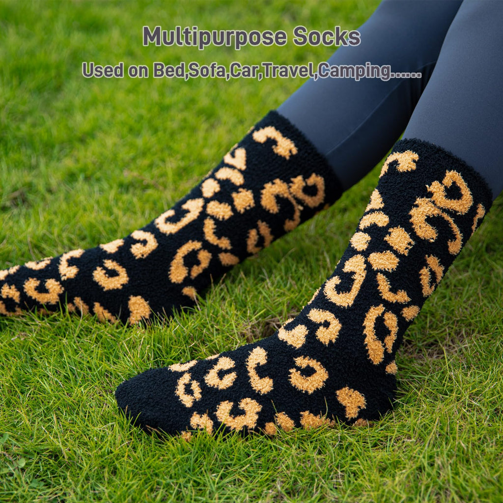 Fuzzy Socks for Women Leopard Print,Microfiber Cozy Socks Fluffy Warm Socks for Women, Luxury Gifts for Women