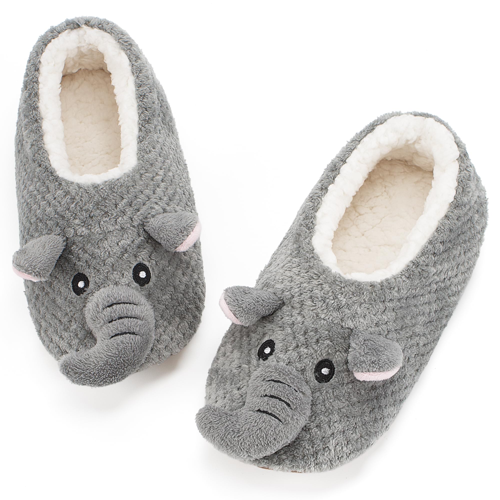 Cute Animal House Slippers - Fuzzy Warm Bedroom Slipper Socks Non-Slip Grippers
