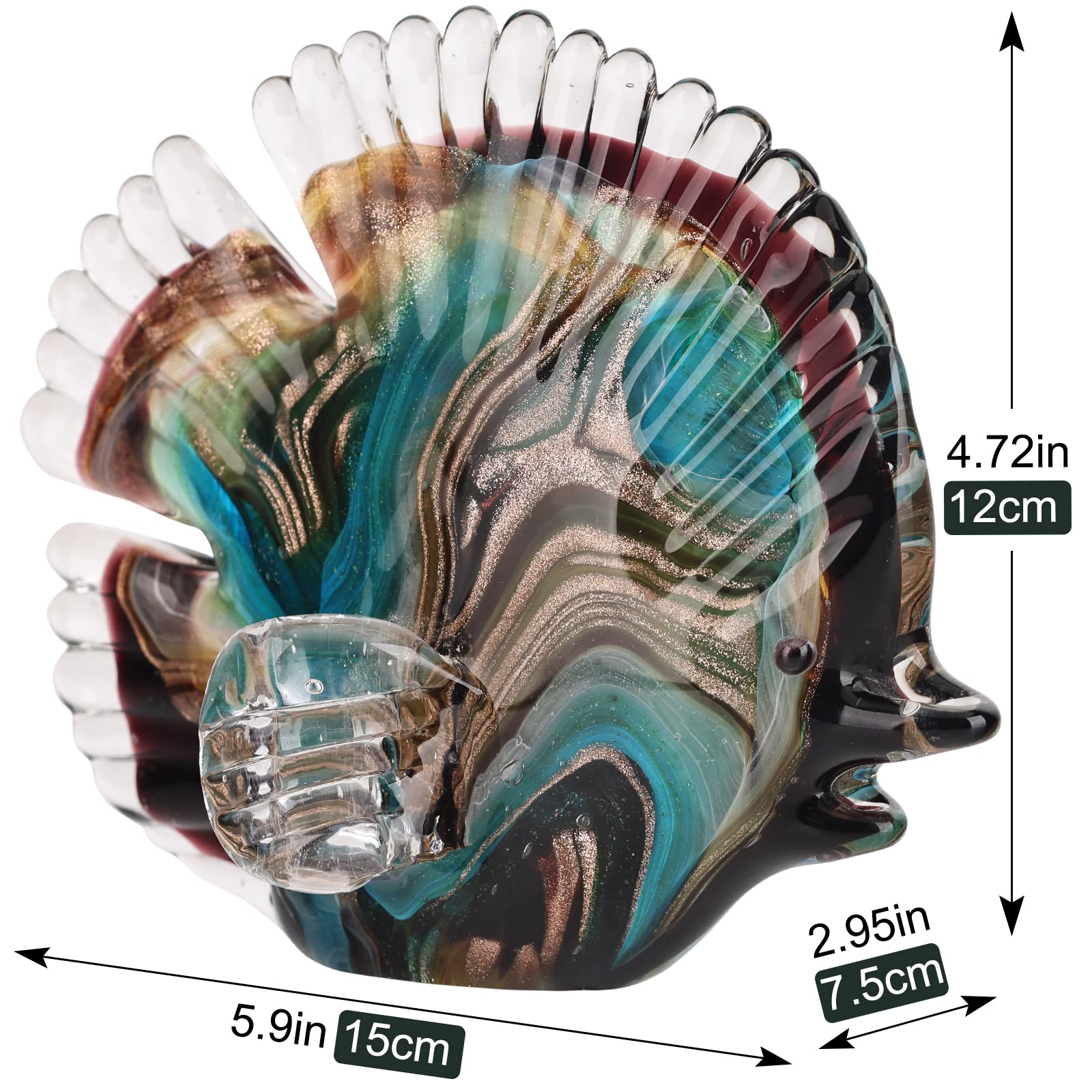 Hand Blown Glass Conch - Coastal Home Decor Conch Corners, Glass Art Conch Sculptures, Office Decor Blown Glass Art, Living Room Table Centerpieces, Bathroom Shelf Tops And Cabinet Decor