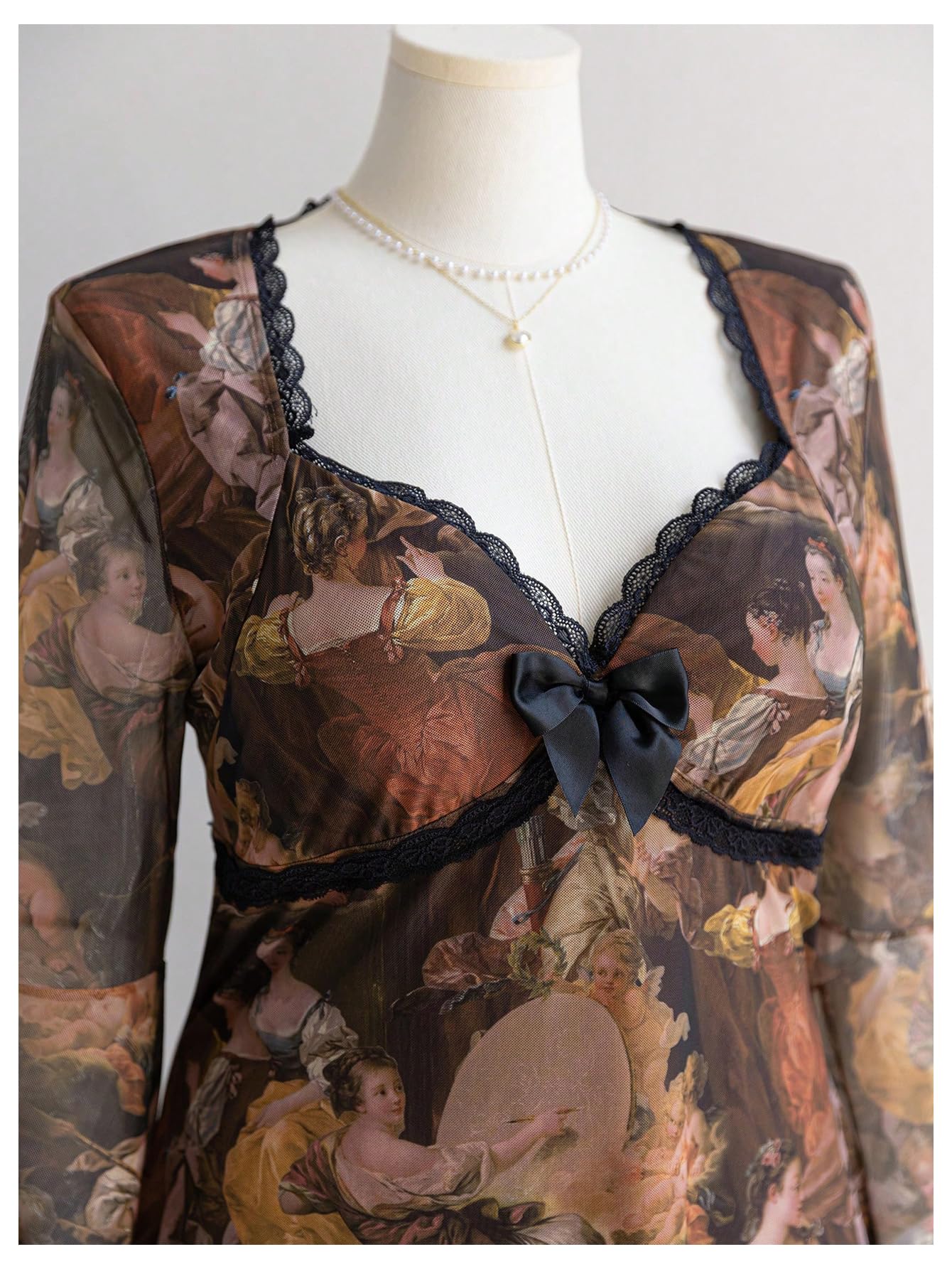 Women's Plus Size Lace Leopard Print Bell Sleeve Bow Front Dress Mini