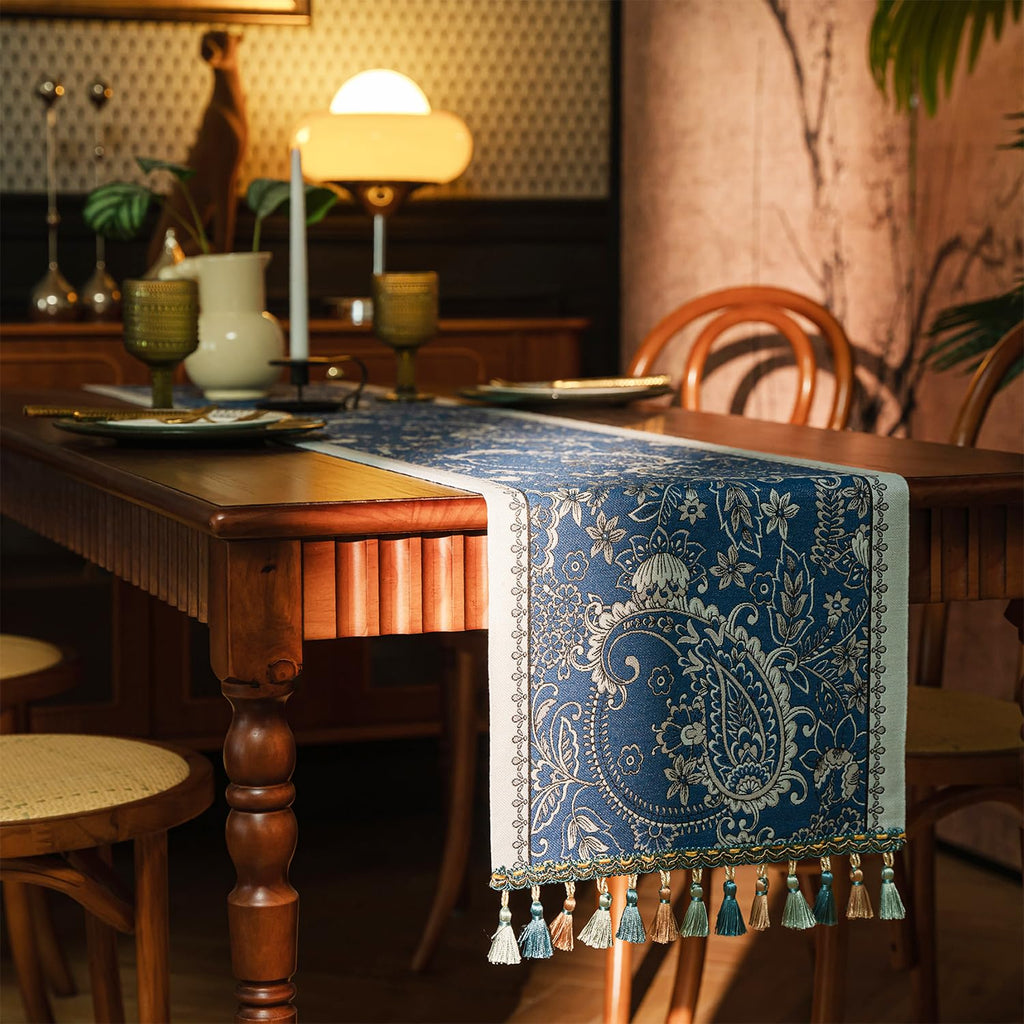 Retro-Luxury Tassels Table Runner Series for Kitchen Dining Table