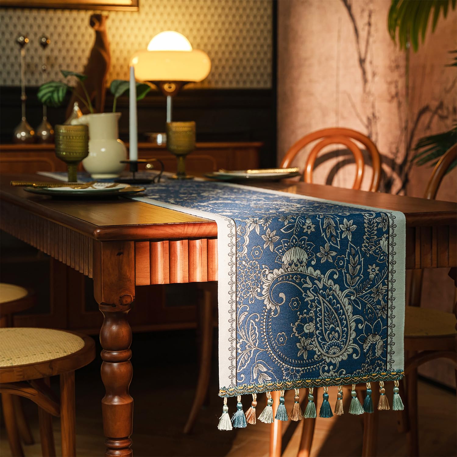 Retro-Luxury Tassels Table Runner Series for Kitchen Dining Table