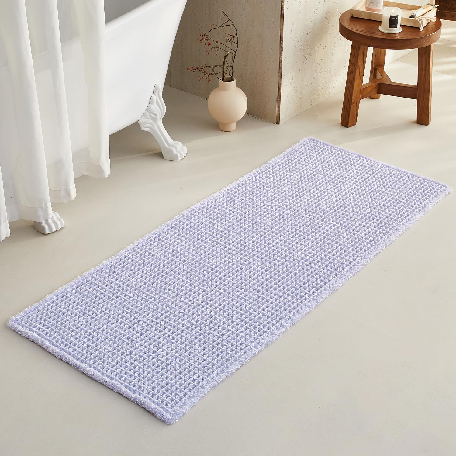 Waffle Bath Mat Non Slip Washable Quick Dry Cute Bath Mat