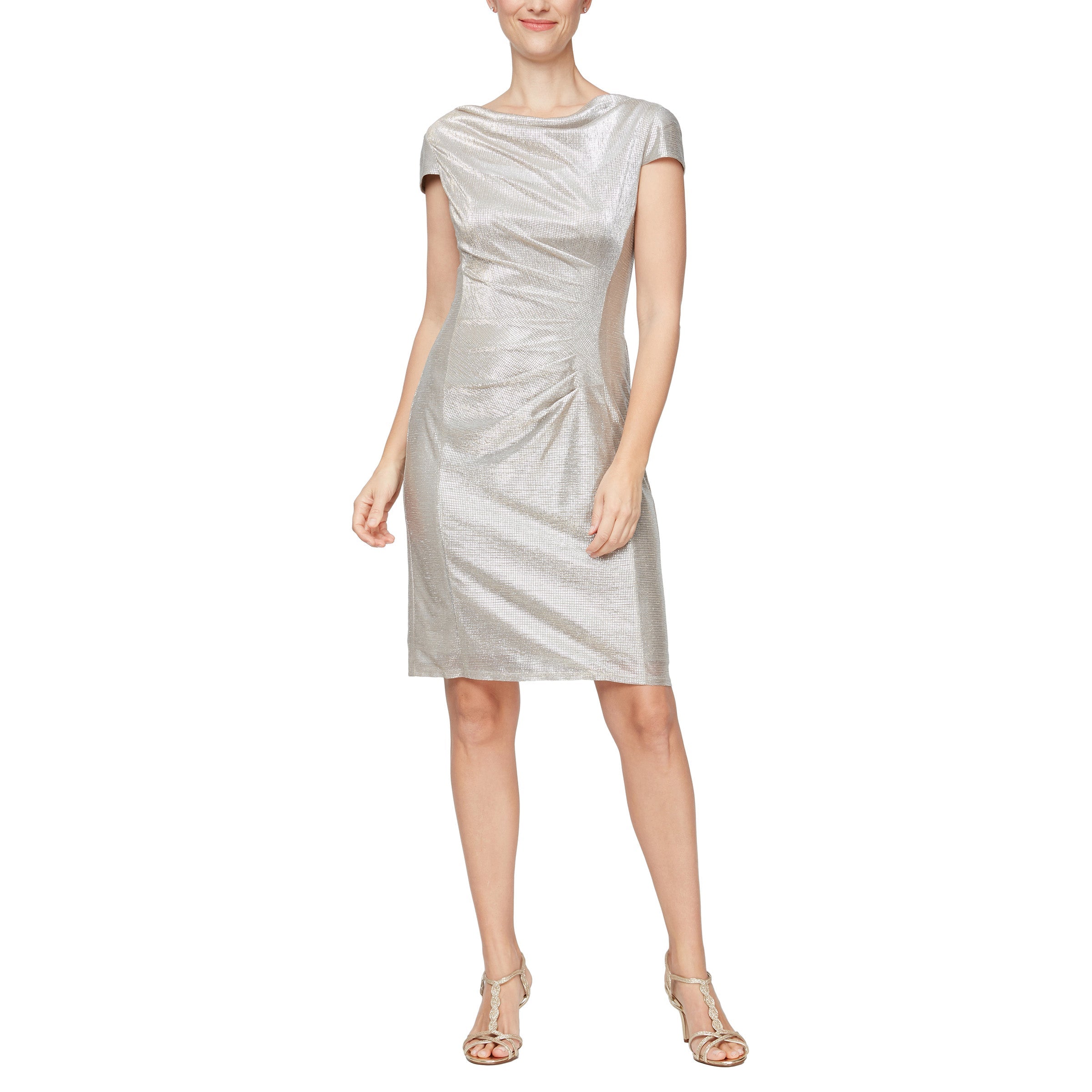 Alex Evenings 8127686 Short Cap Sleeve Metallic Dress