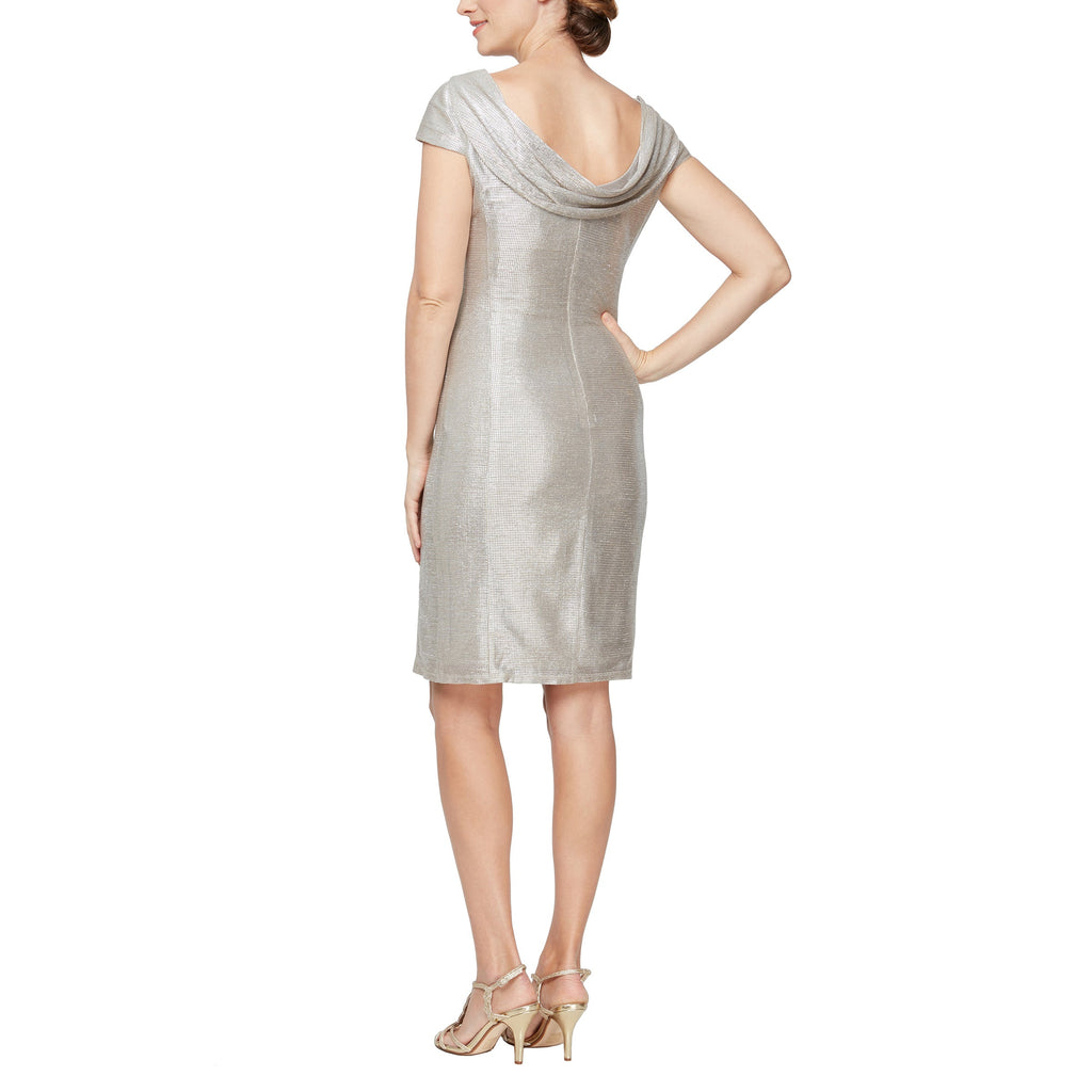 Alex Evenings 8127686 Short Cap Sleeve Metallic Dress
