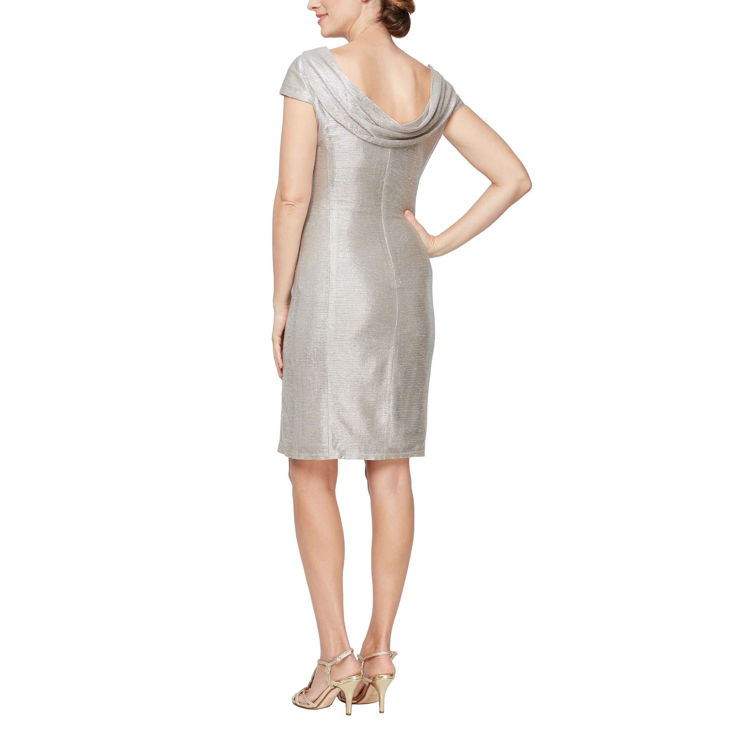 Alex Evenings 8127686 Short Cap Sleeve Metallic Dress
