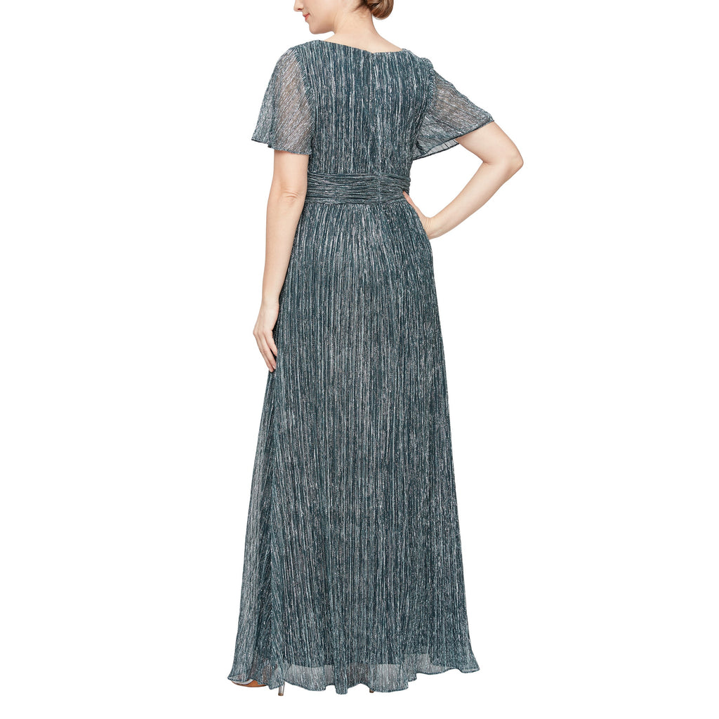 Alex Evenings 8127739 Long Formal V Neck Empire Waist Dress