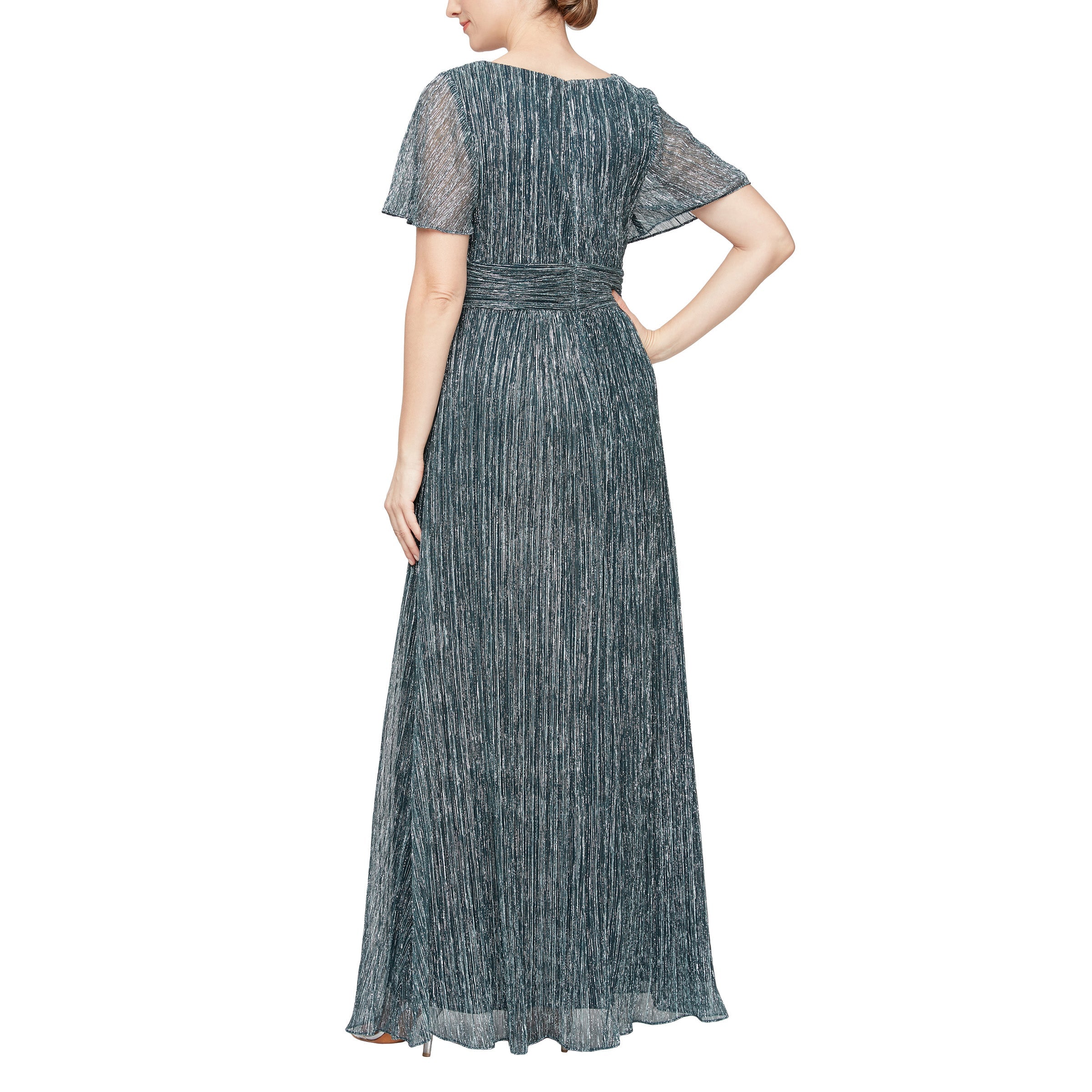 Alex Evenings 8127739 Long Formal V Neck Empire Waist Dress
