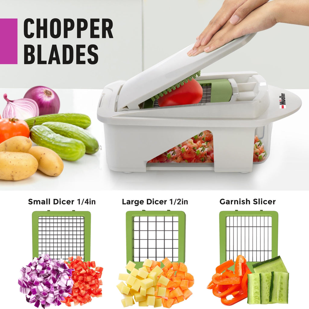 Mueller Pro-Series All-in-One, Mandoline Slicer for Kitchen, Food Chopper, Cucumber Slicer and Spiralizer, Cutter, Dicer, Grater, Kitchen Essentials