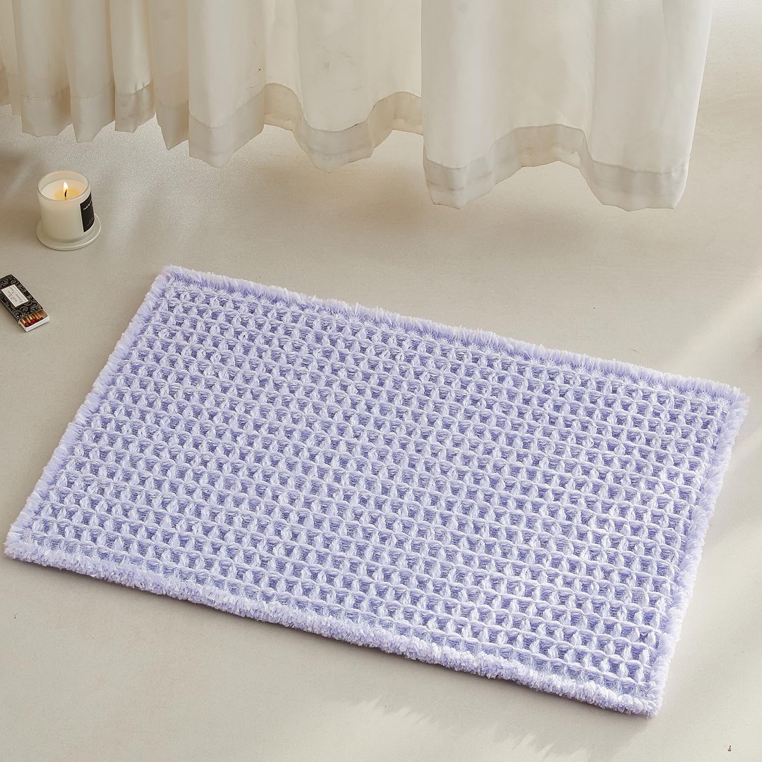 Waffle Bath Mat Non Slip Washable Quick Dry Cute Bath Mat